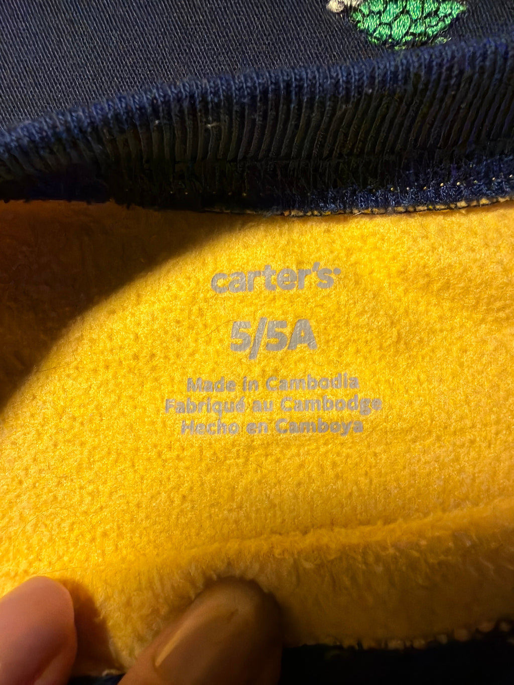 Carter's Kids Monster Truck Fleece Top – Yellow/Navy – Size 5/5A