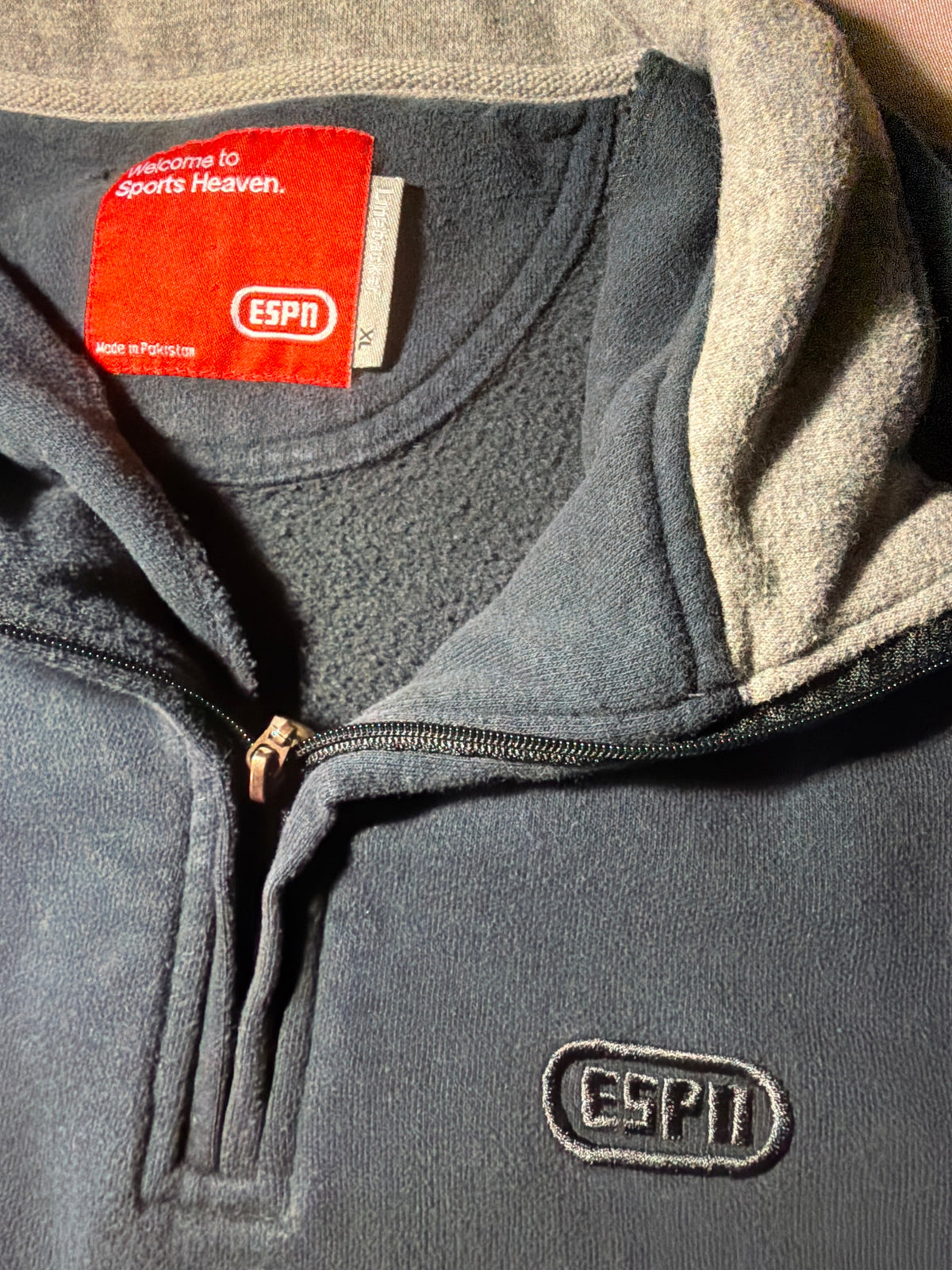 Vintage ESPN Sports Heaven Quarter-Zip Fleece Pullover — Size 1X