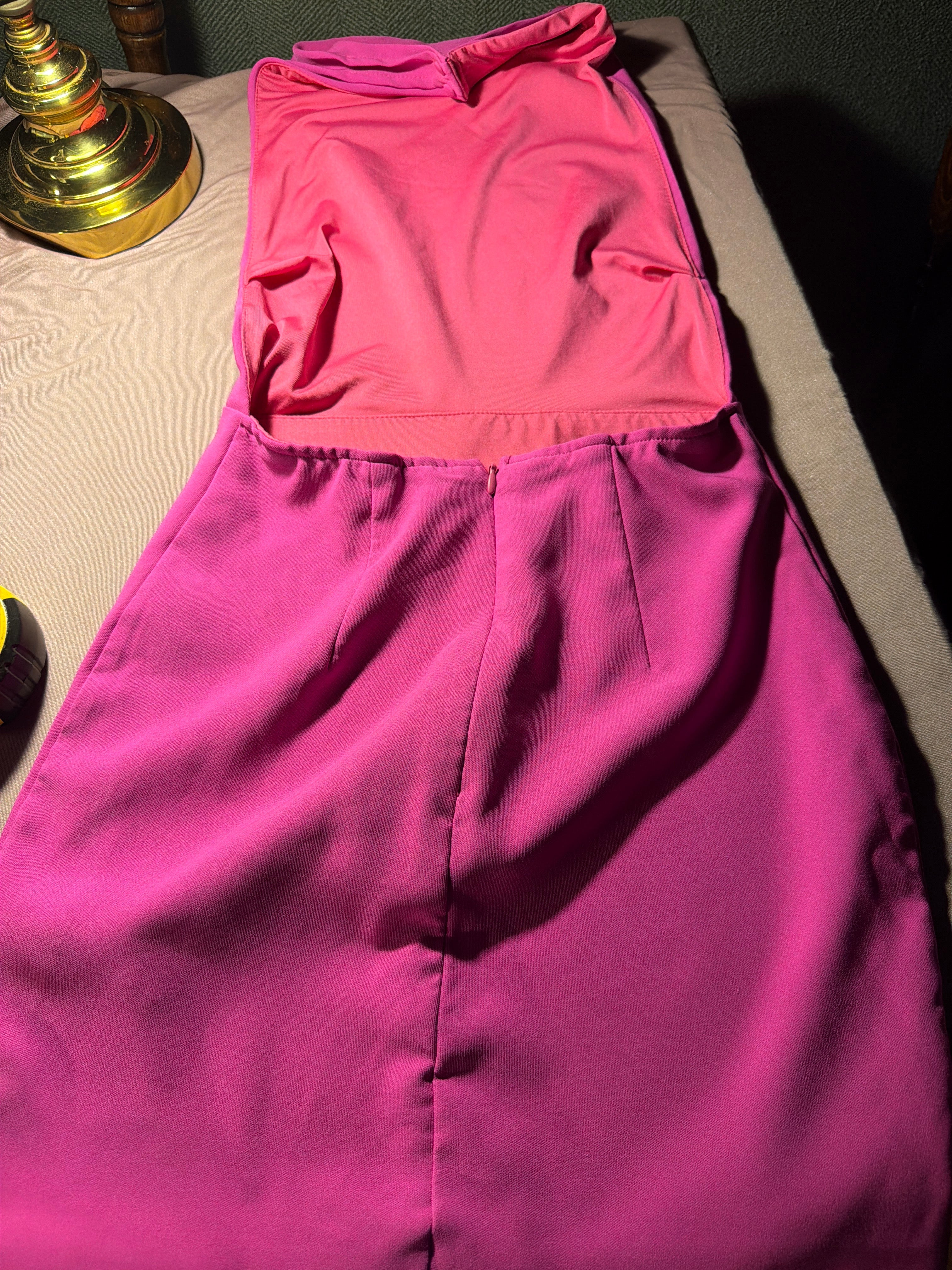 Hot Pink Halter Midi Dress