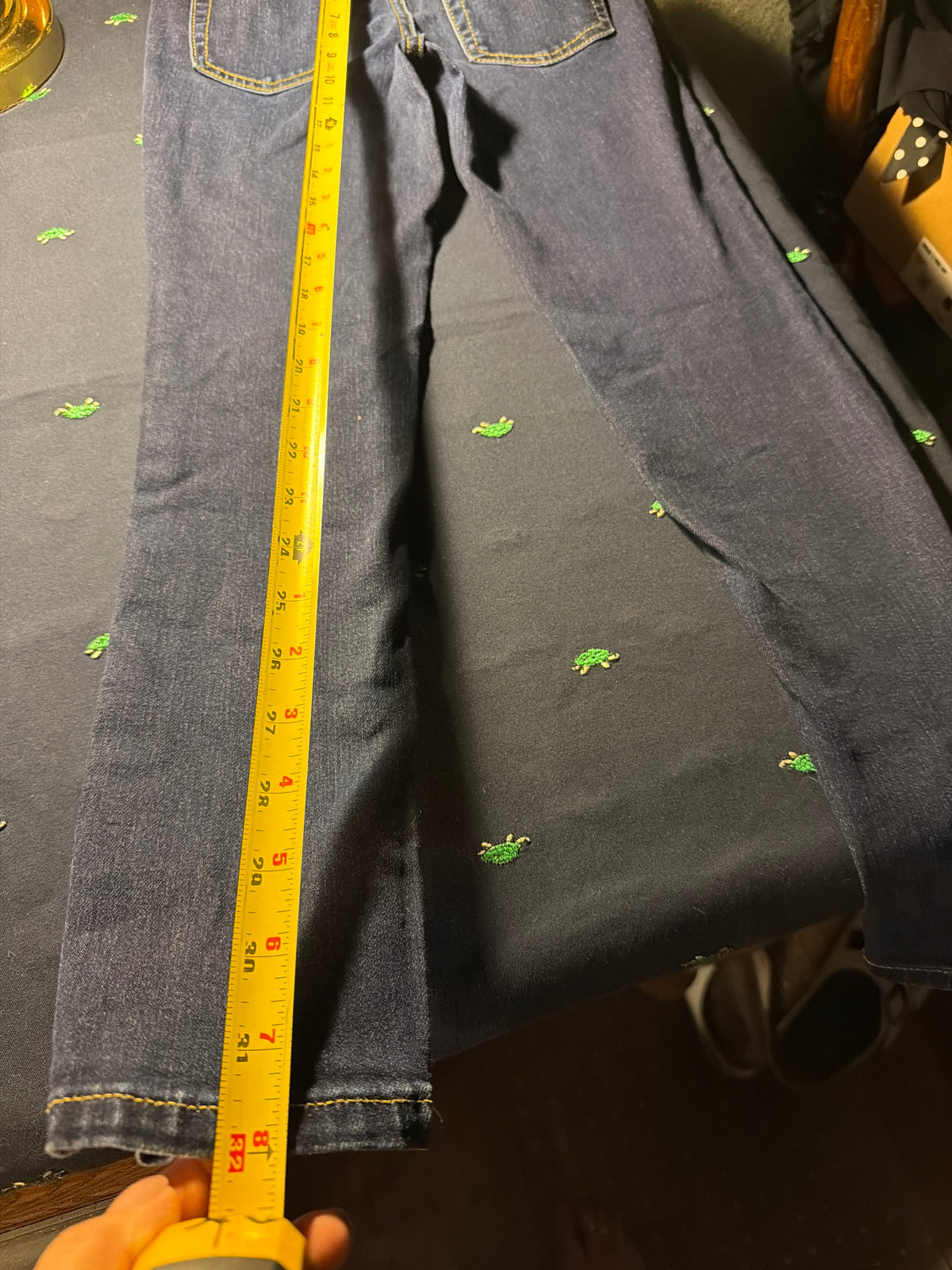 Cat & Jack Girls Embroidered Turtle Skinny Jeans – Dark Wash – Size 10