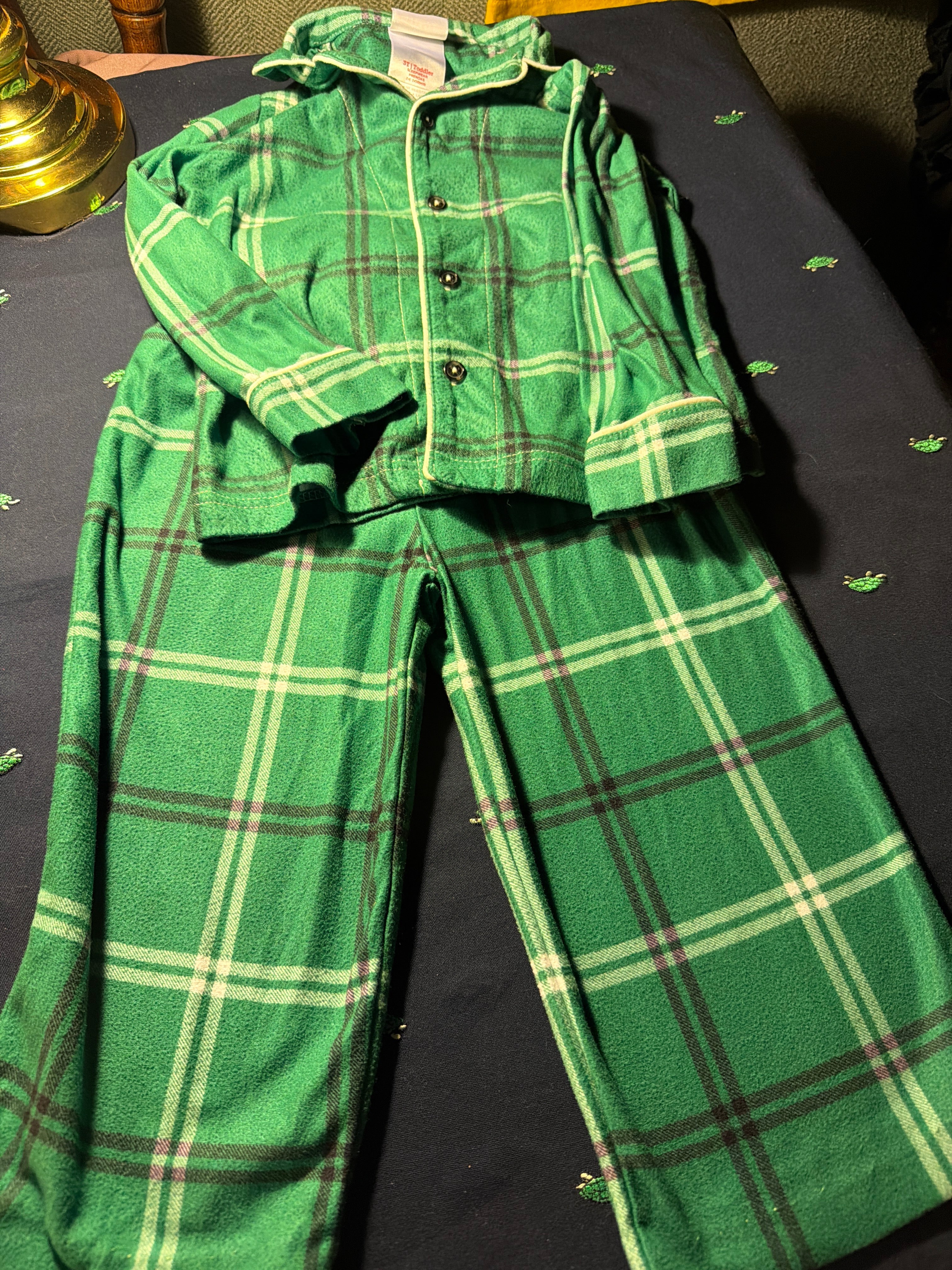 Toddler Green Plaid Fleece Pajama Set – 3T