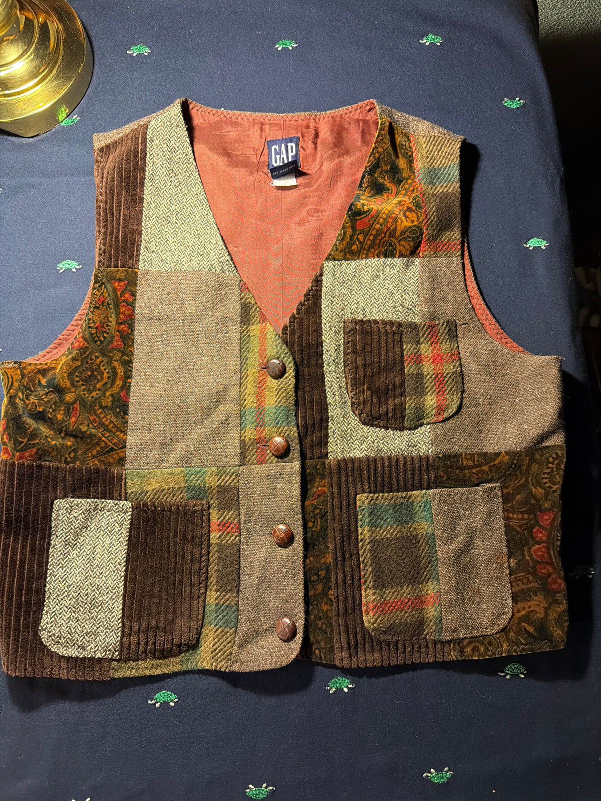 Vintage GAP Patchwork Mixed Media Vest – Size S