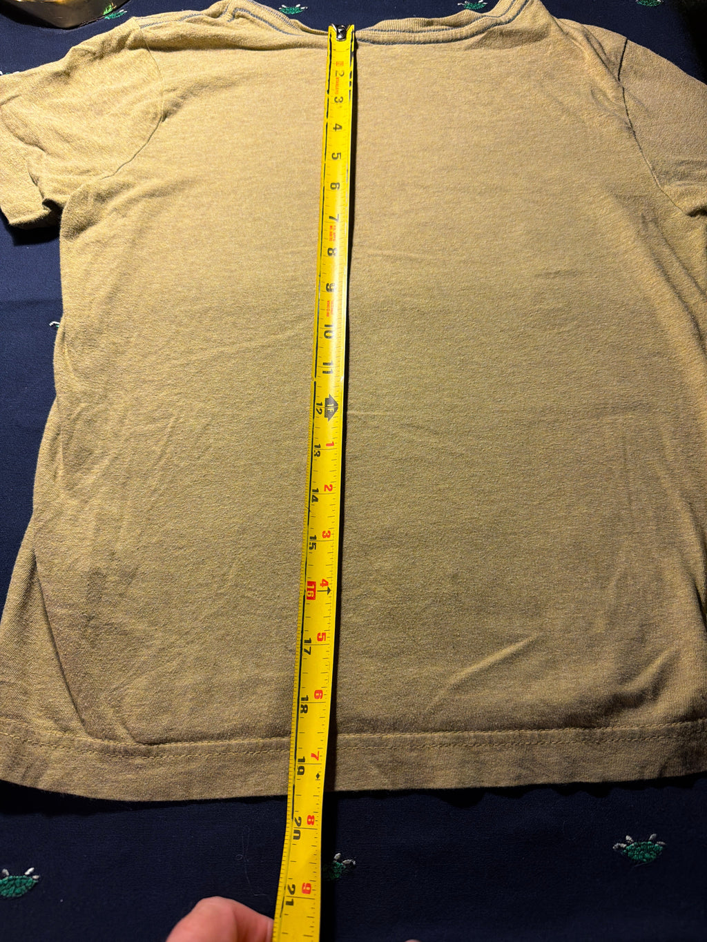 Kids Electric Guitar Blueprint Graphic Tee – Olive/Khaki – Size S (7-8)