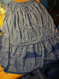Navy Blue Paisley Boho Tiered Maxi Skirt