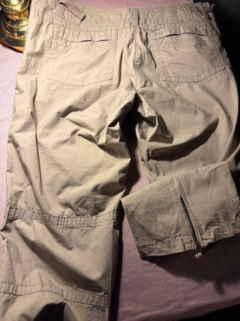 Dalia Collection Petite Khaki Cargo Capri Pants