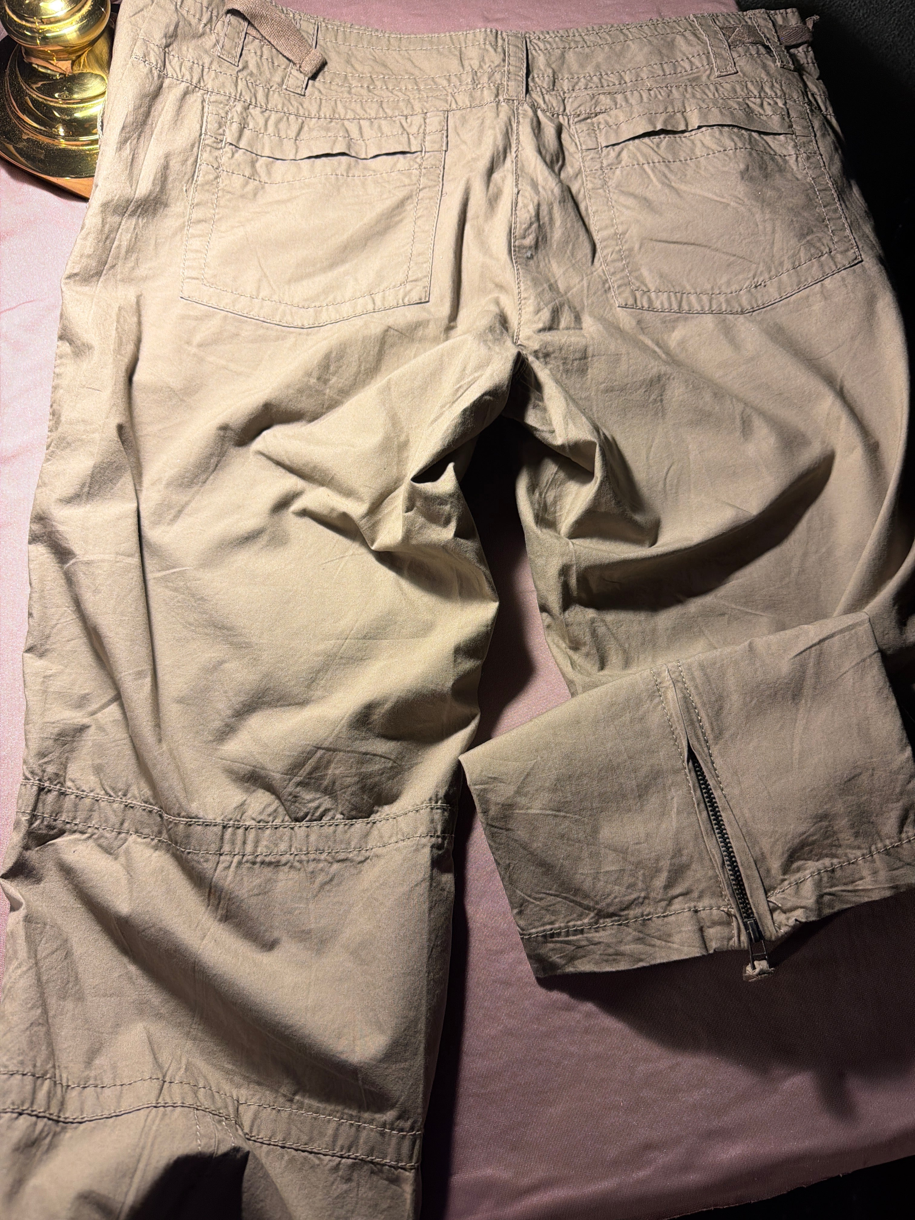Dalia Collection Petite Khaki Cargo Capri Pants