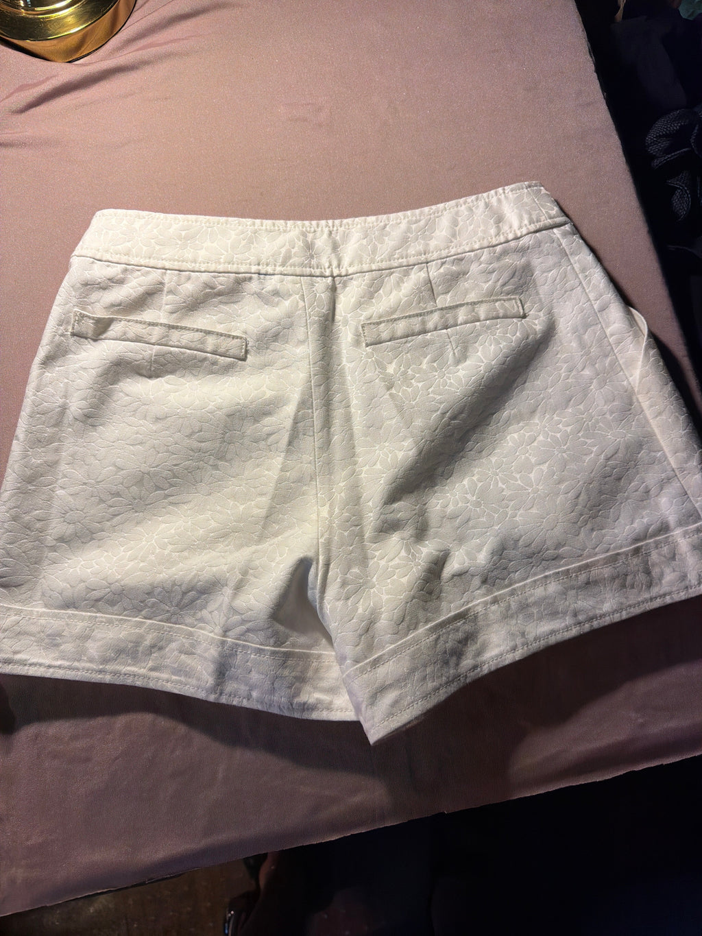 iROO Moderato White Jacquard High-Waist Shorts with Belt | Size 36