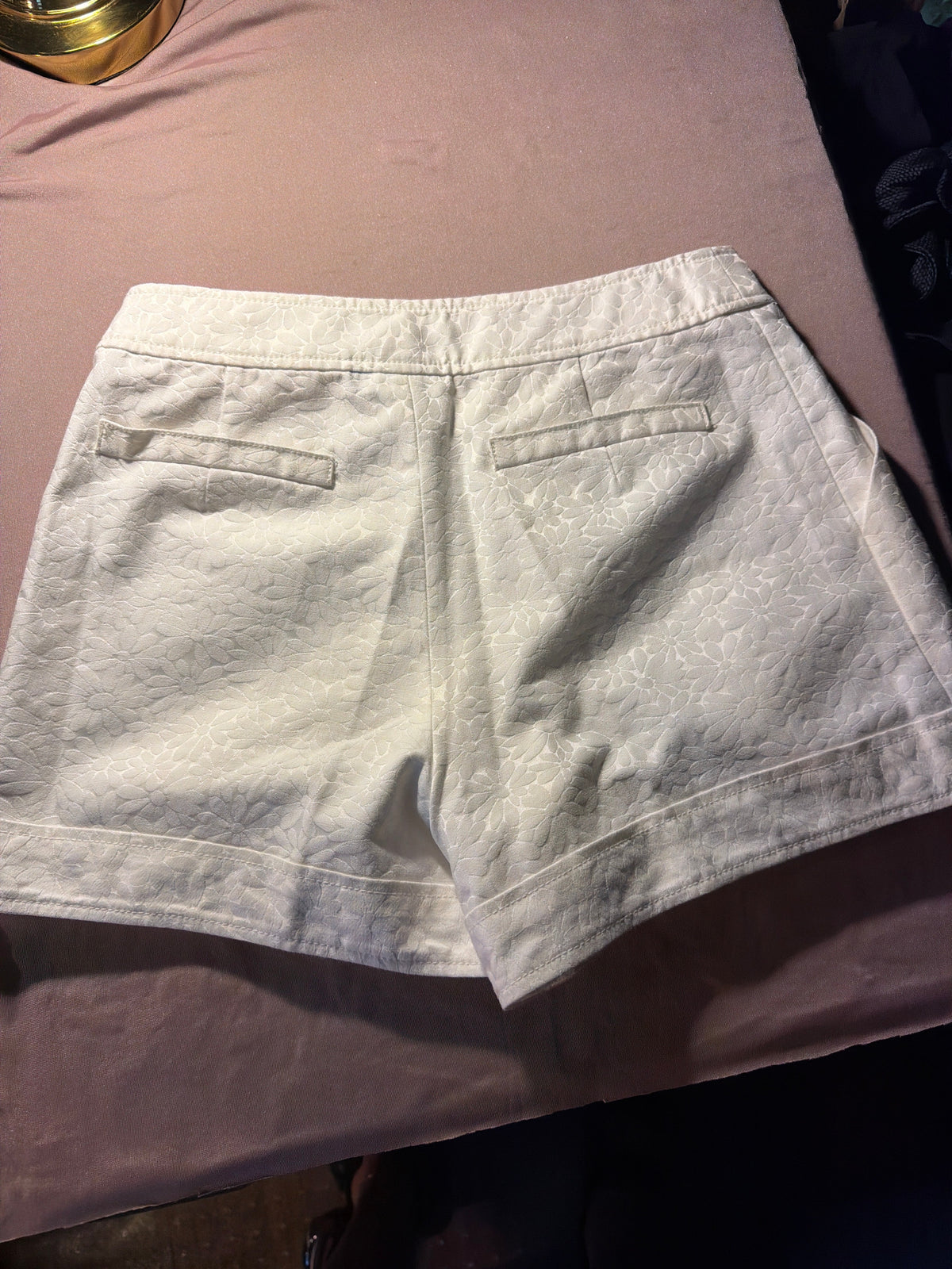 iROO Moderato White Jacquard High-Waist Shorts with Belt | Size 36