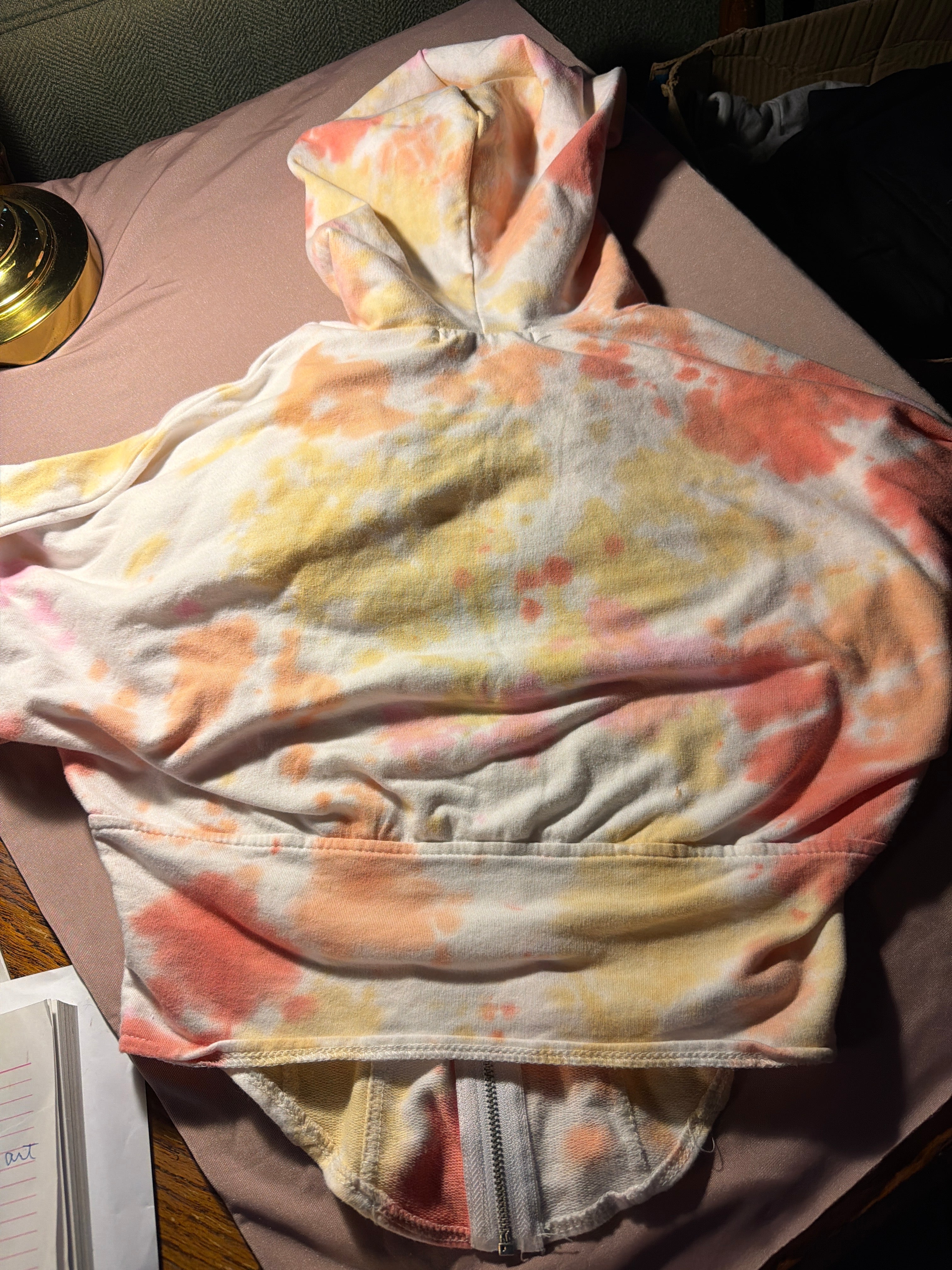 Active USA Tie-Dye Zip-Up Hoodie – Pink/Yellow, Size M