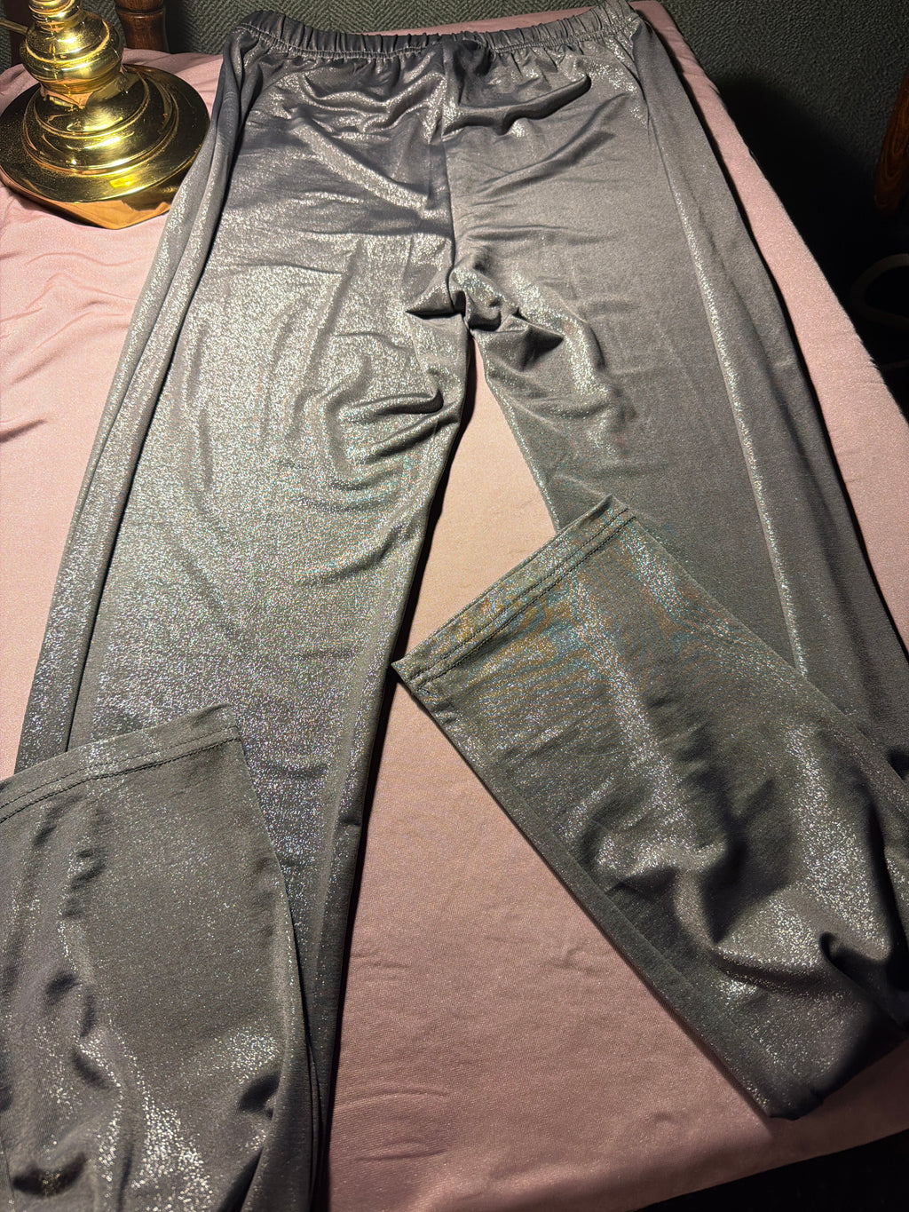 Lady Noir Silver Shimmer Flare Pants