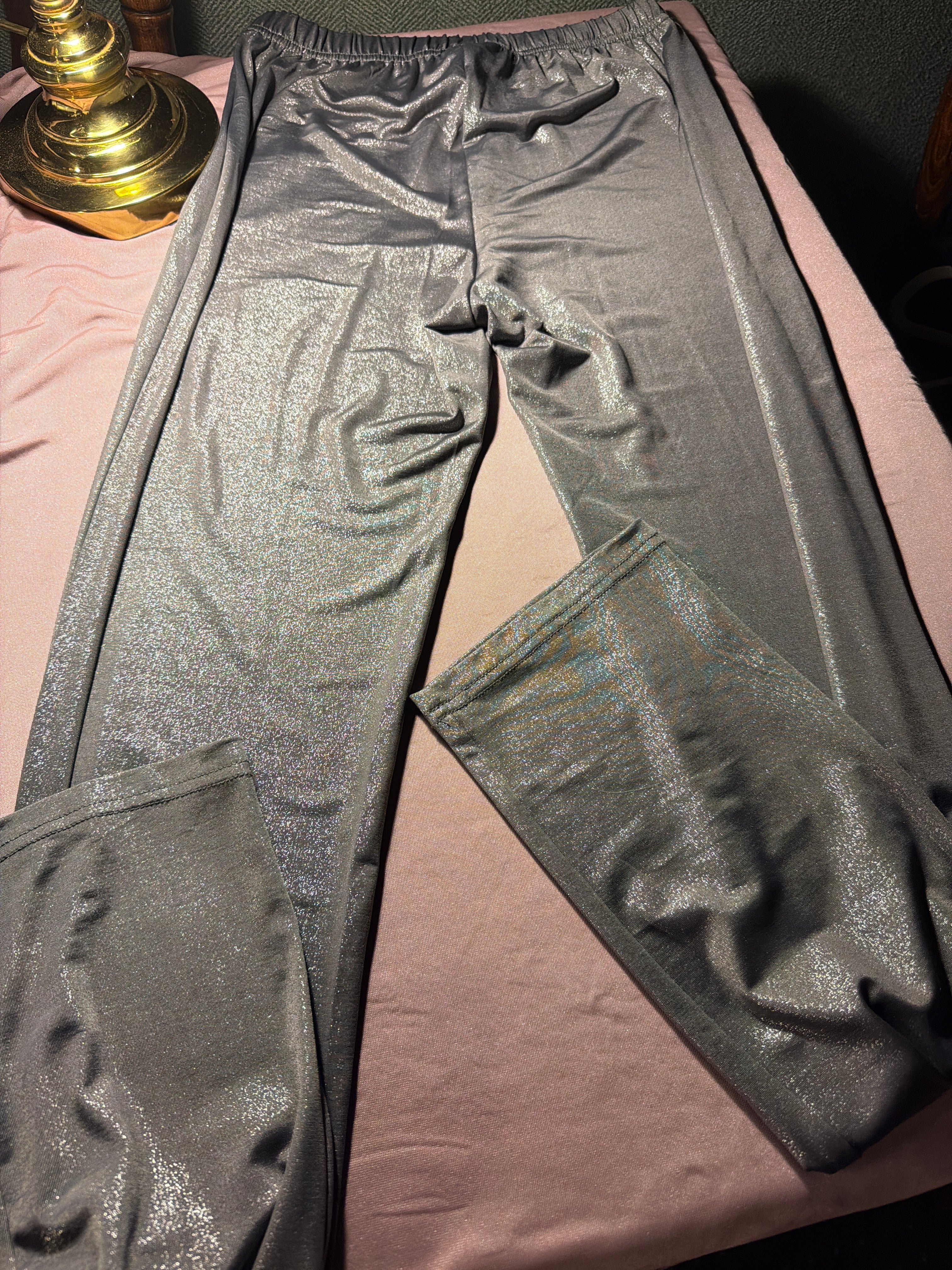 Lady Noir Silver Shimmer Flare Pants