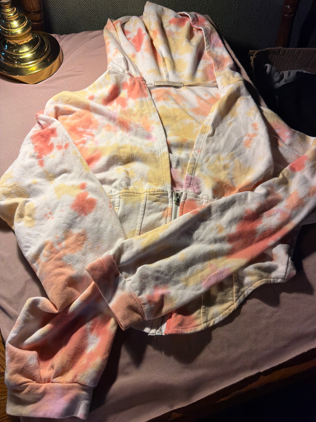 Active USA Tie-Dye Zip-Up Hoodie – Pink/Yellow, Size M