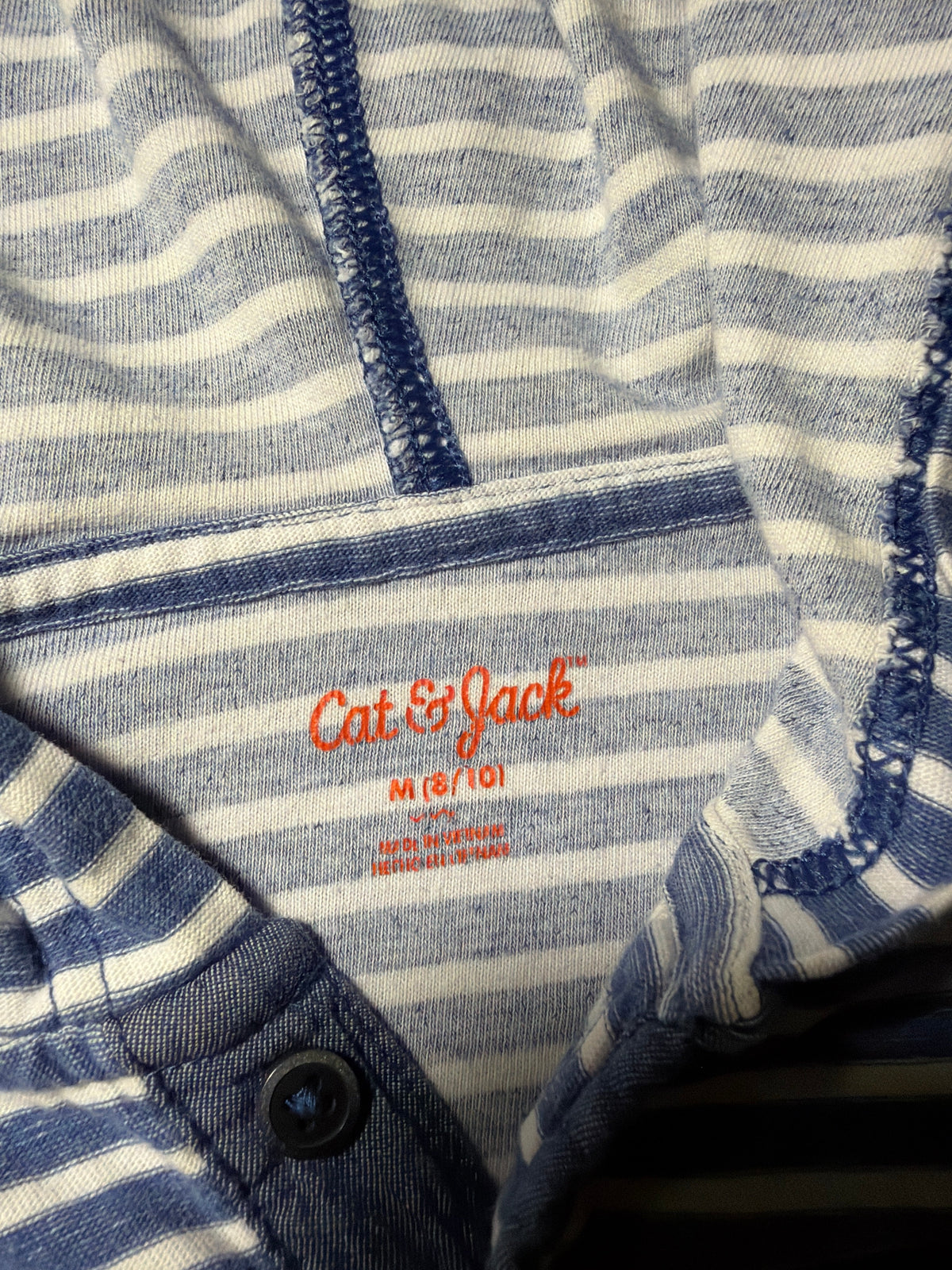 Cat & Jack Kids Striped Hoodie – Navy/White – Size M (8/10)
