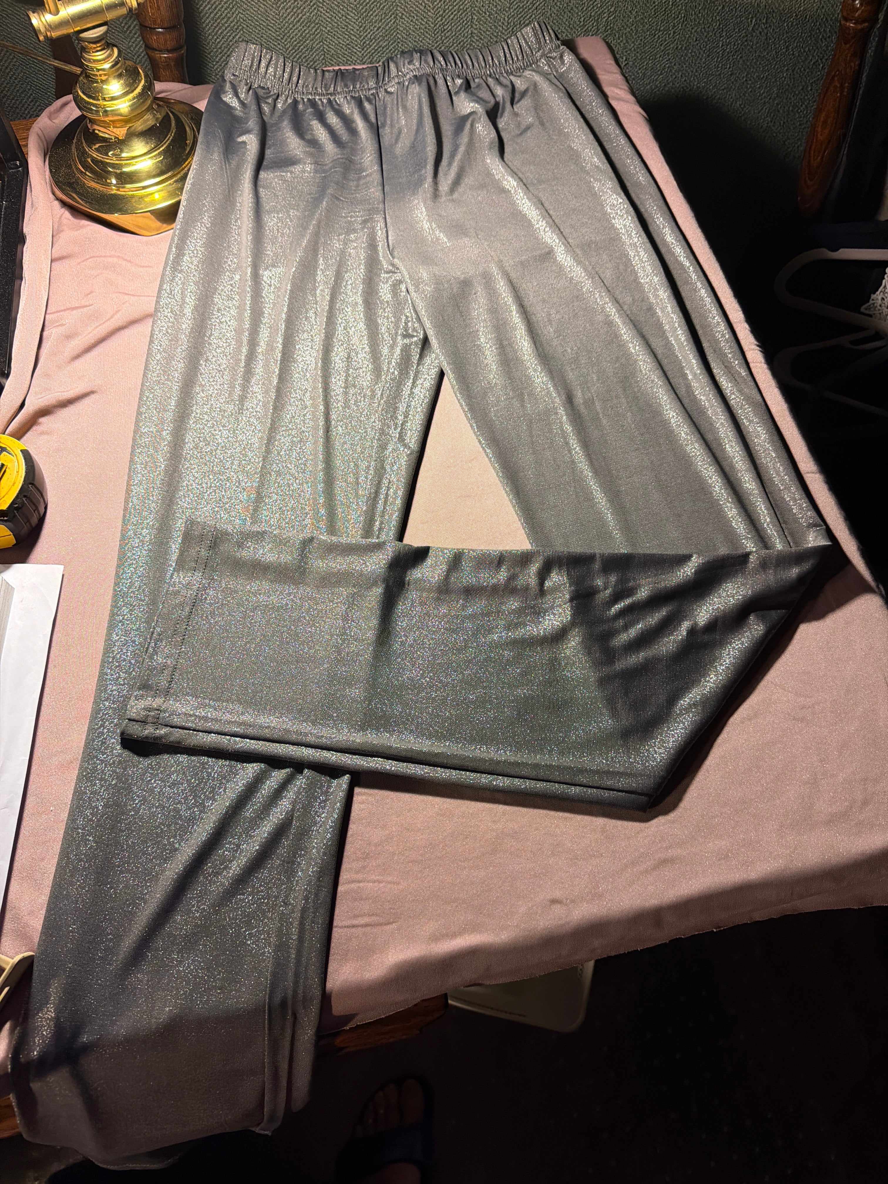 Lady Noir Silver Shimmer Flare Pants