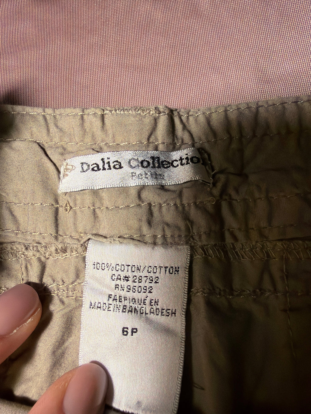Dalia Collection Petite Khaki Cargo Capri Pants
