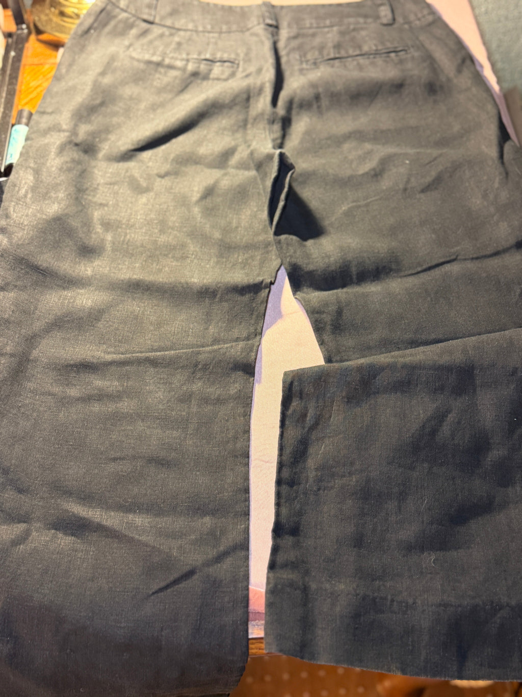 Black Linen-Blend Dress Pants