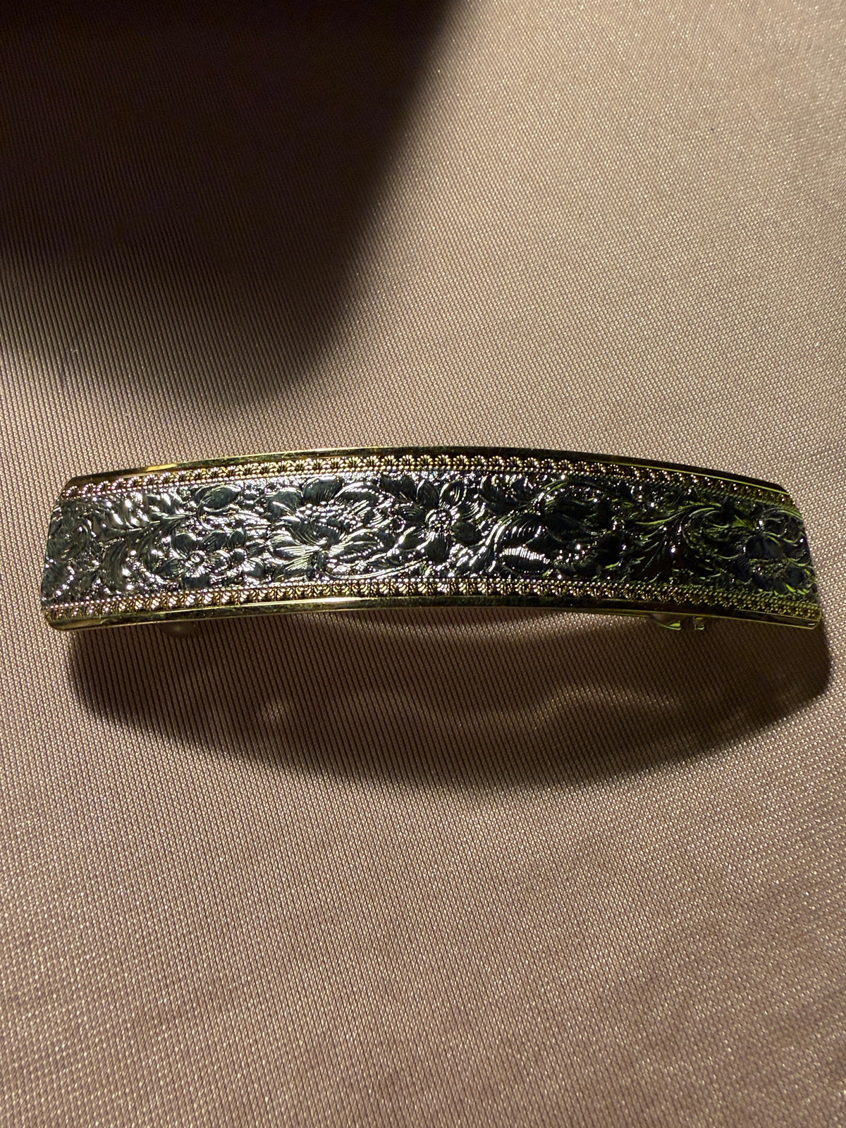 Vintage French Floral Engraved Hair Barrette