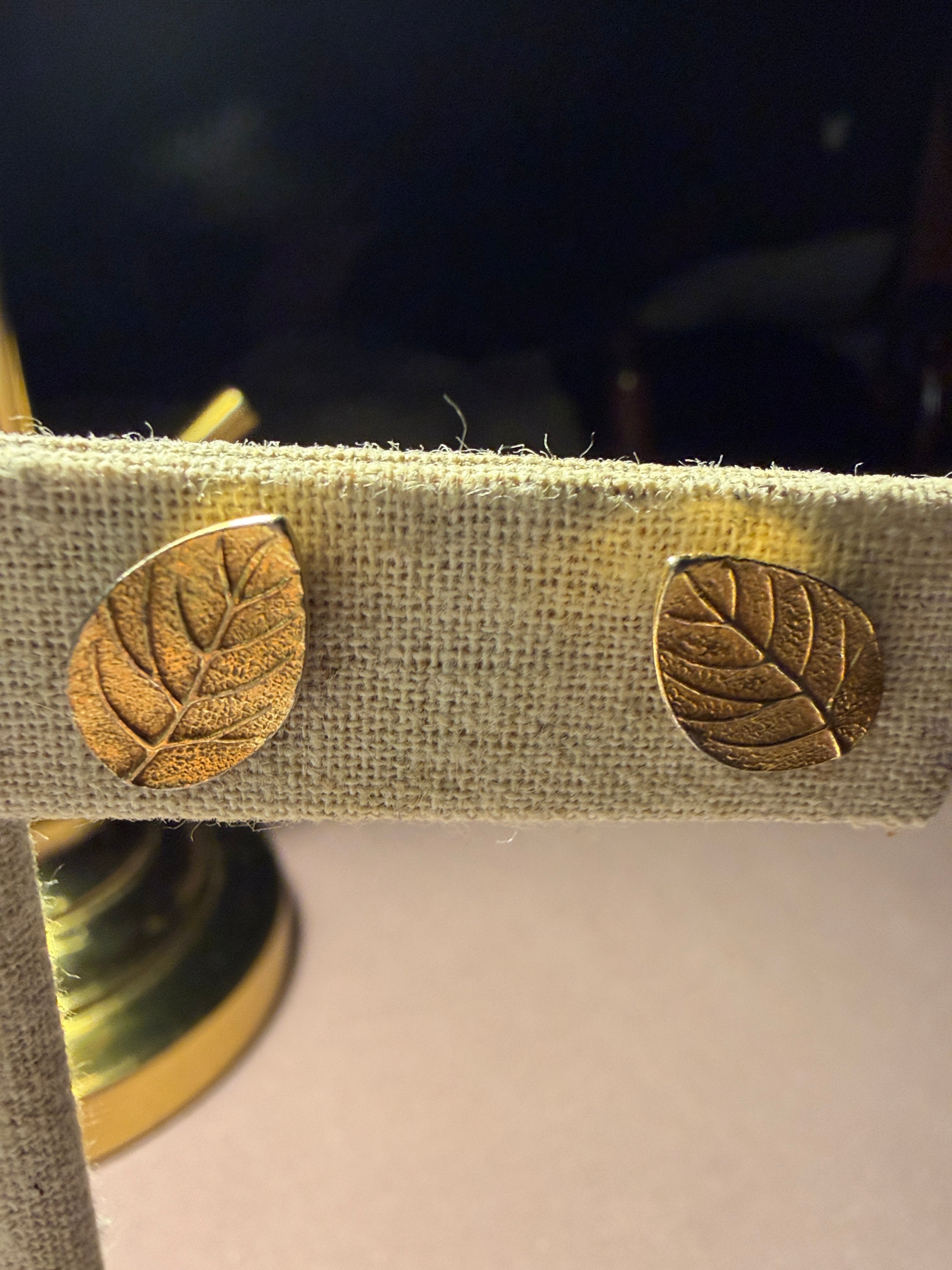 Vintage Gold-Tone Leaf Stud Earrings – Botanical Nature Jewelry
