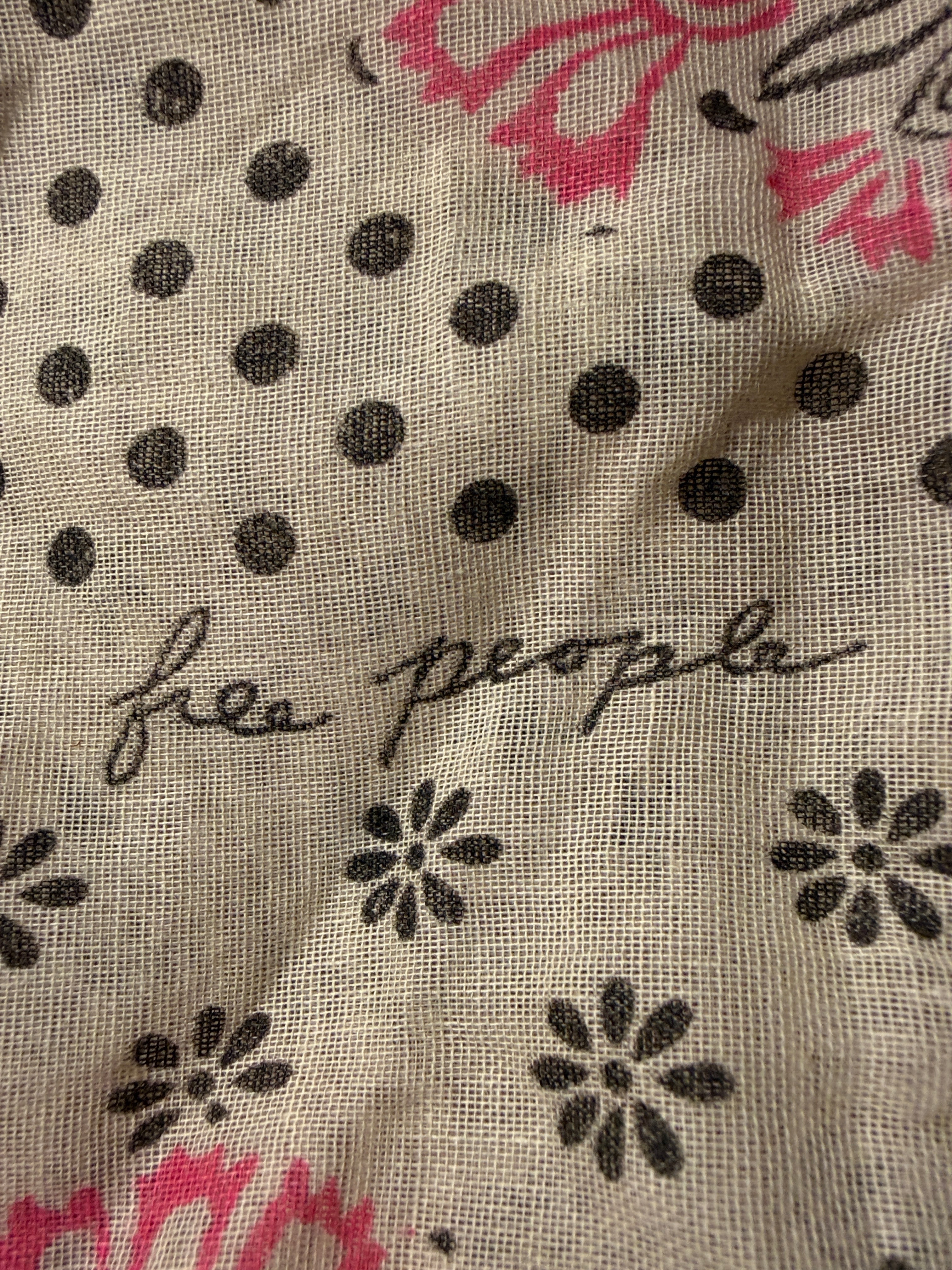 Free People Boho Gauze Tote Bag – Cream Floral Print