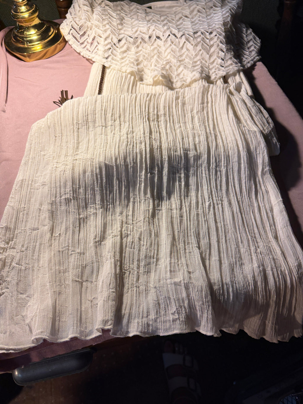 rue21 White Lace & Crinkle Maxi Dress – Size M