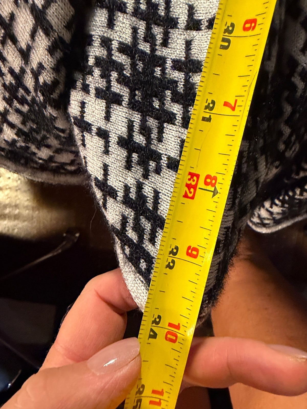 CR Fashion Houndstooth Coat with Faux Fur Collar & Cuffs