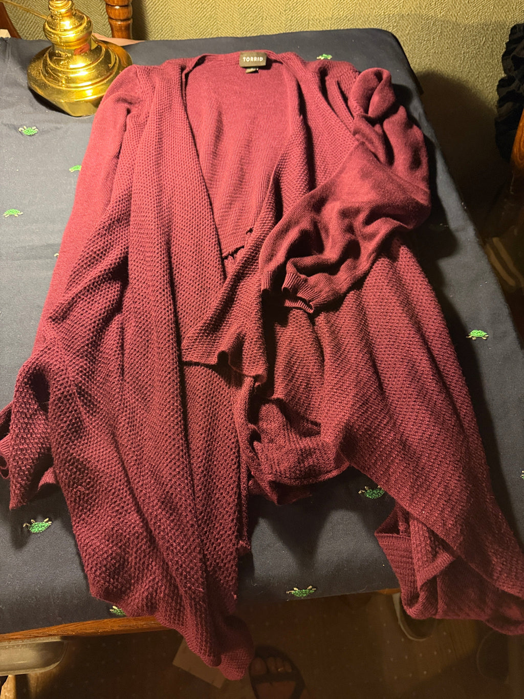 Torrid Waffle Knit Open-Front Cardigan – Burgundy, Size 2