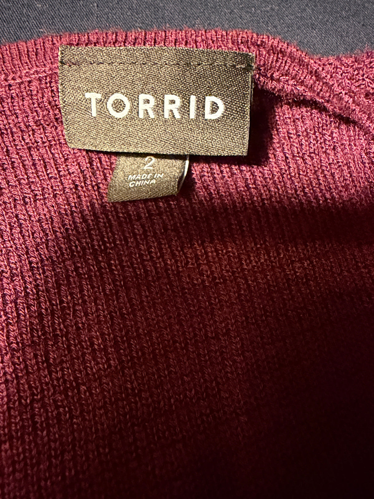 Torrid Waffle Knit Open-Front Cardigan – Burgundy, Size 2