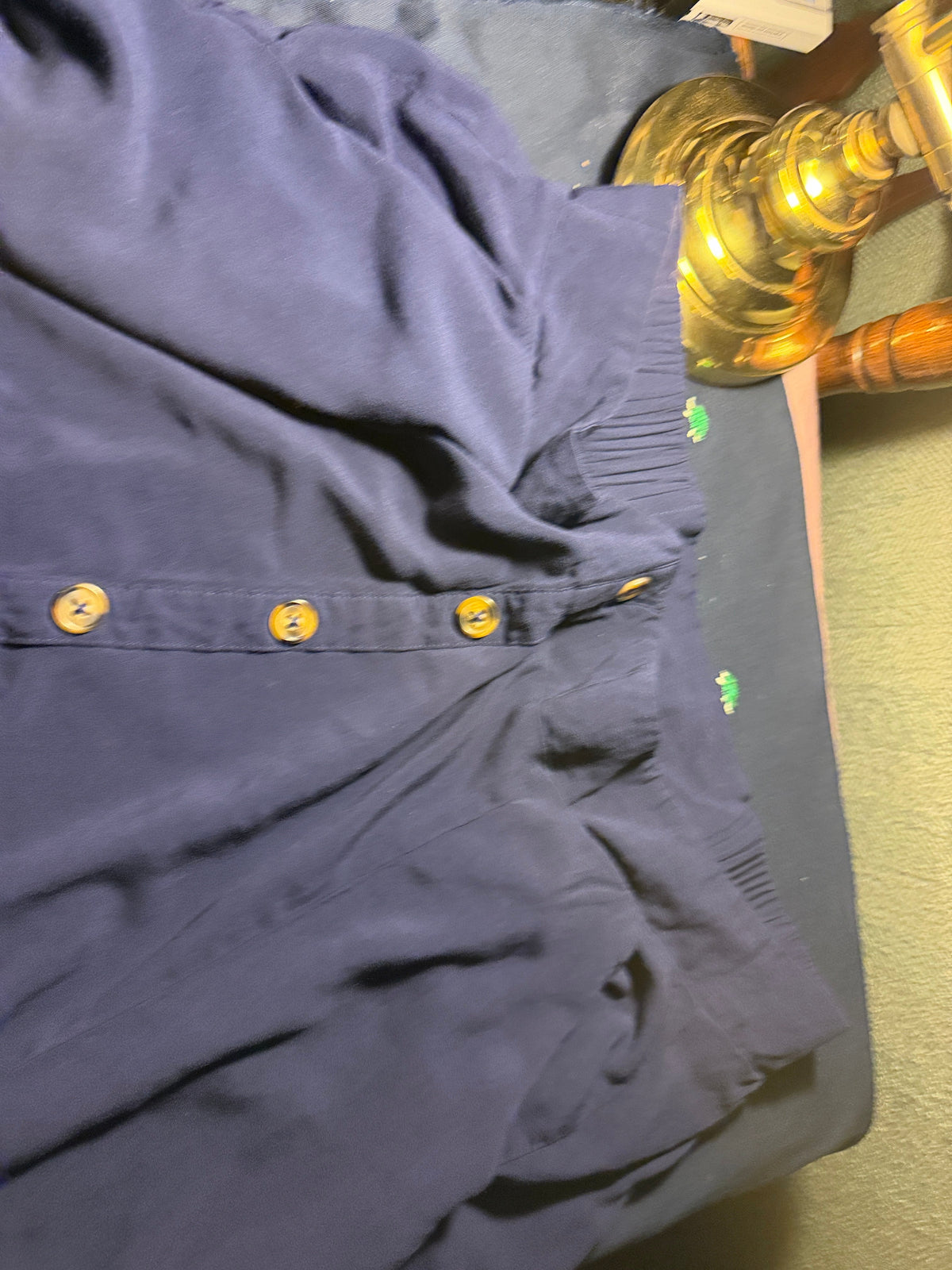 Torrid Navy Blue Gathered Midi Skirt with Gold Buttons – Size 2