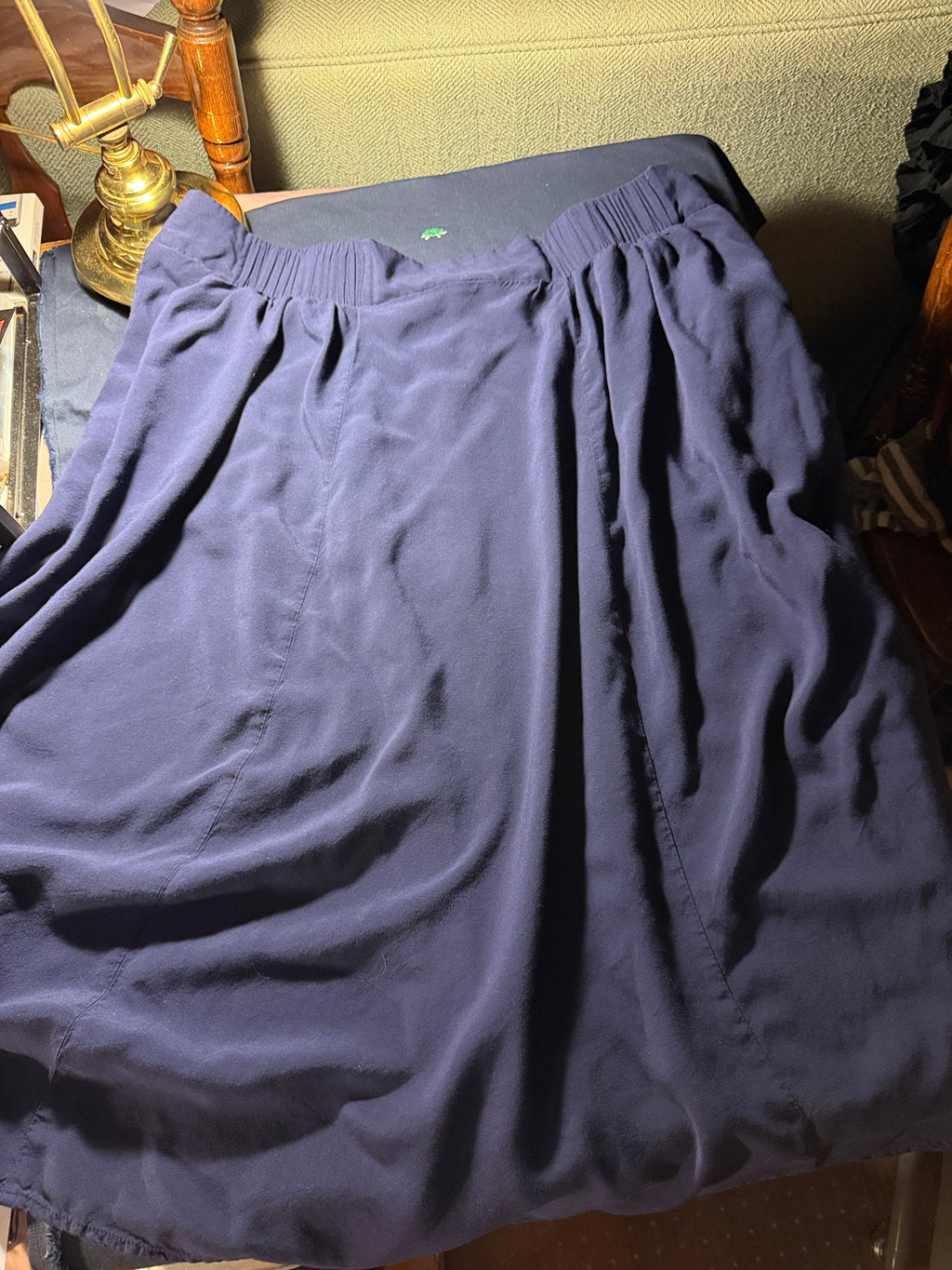 Torrid Navy Blue Gathered Midi Skirt with Gold Buttons – Size 2