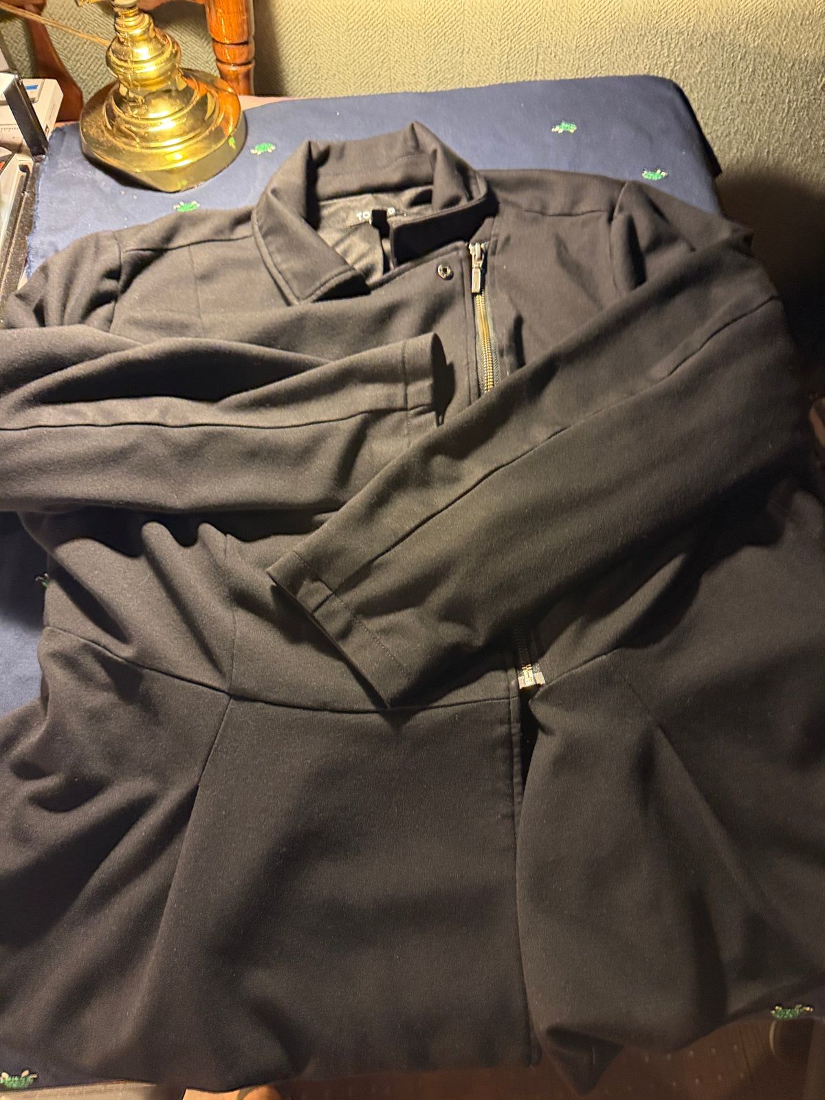 Torrid Black Zip-Up Jacket with Peplum Hem & Gold Hardware – Size 2