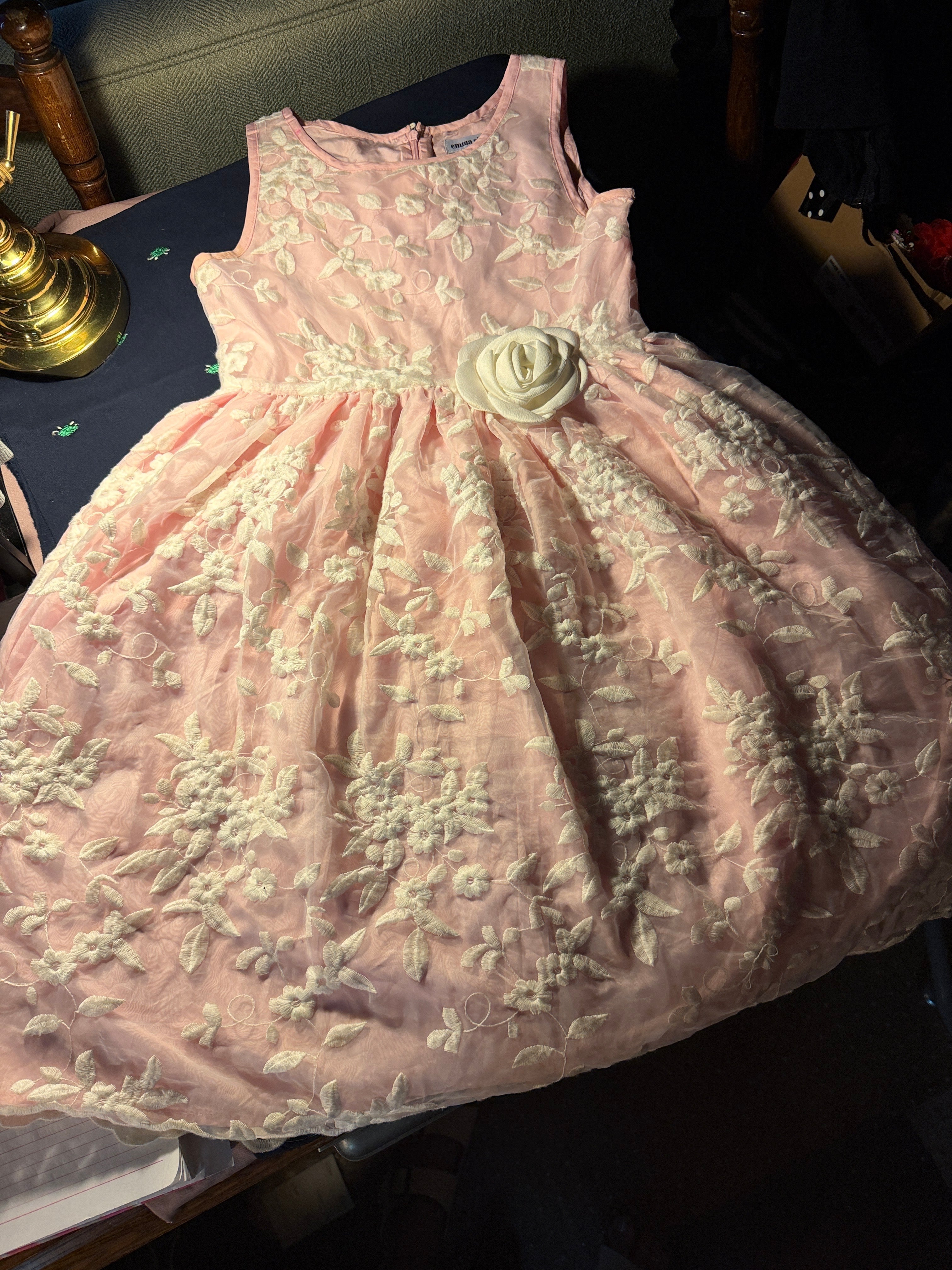 Emma Riley Pink Floral Embroidered Dress – Size 14