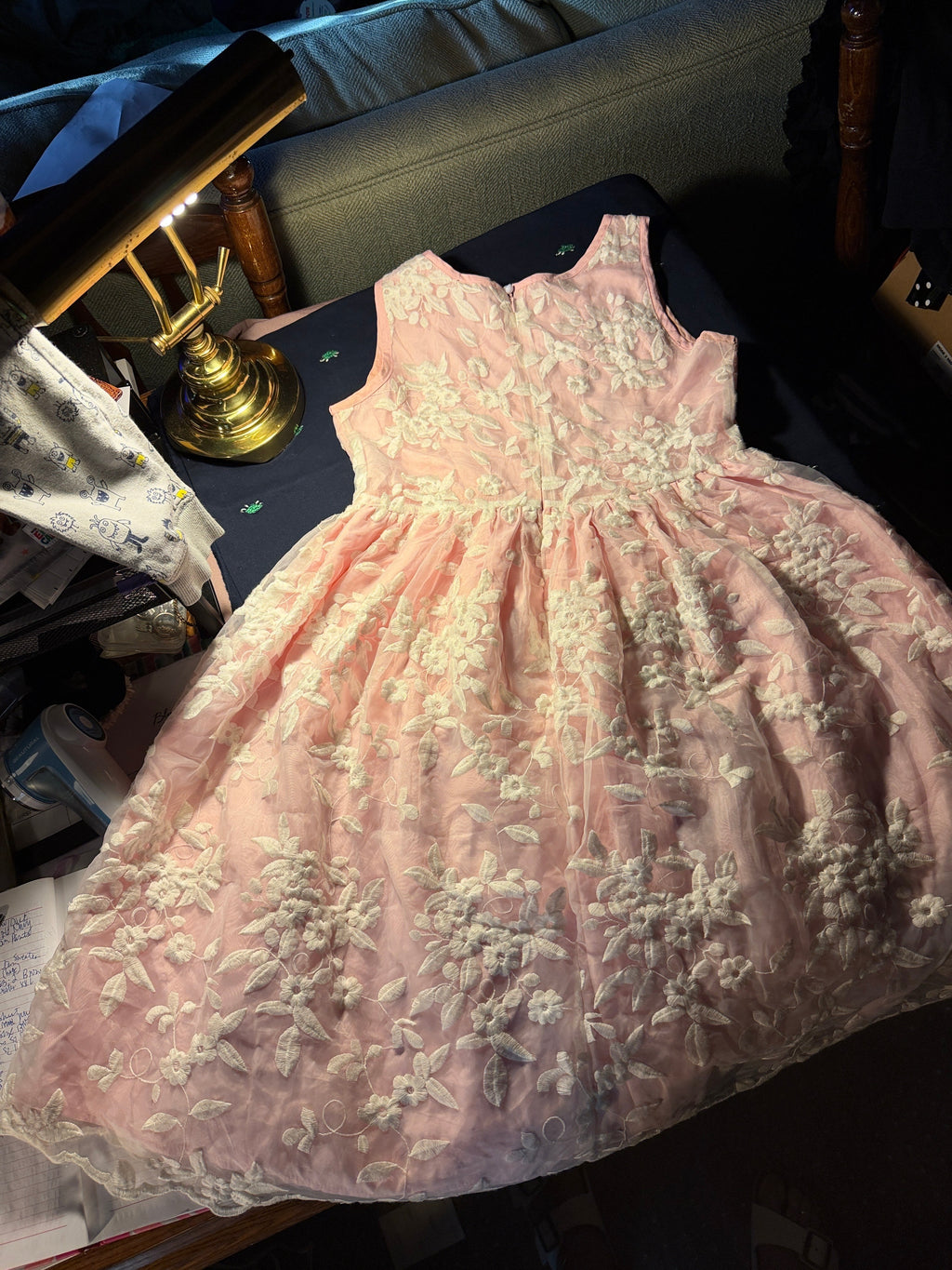 Emma Riley Pink Floral Embroidered Dress – Size 14