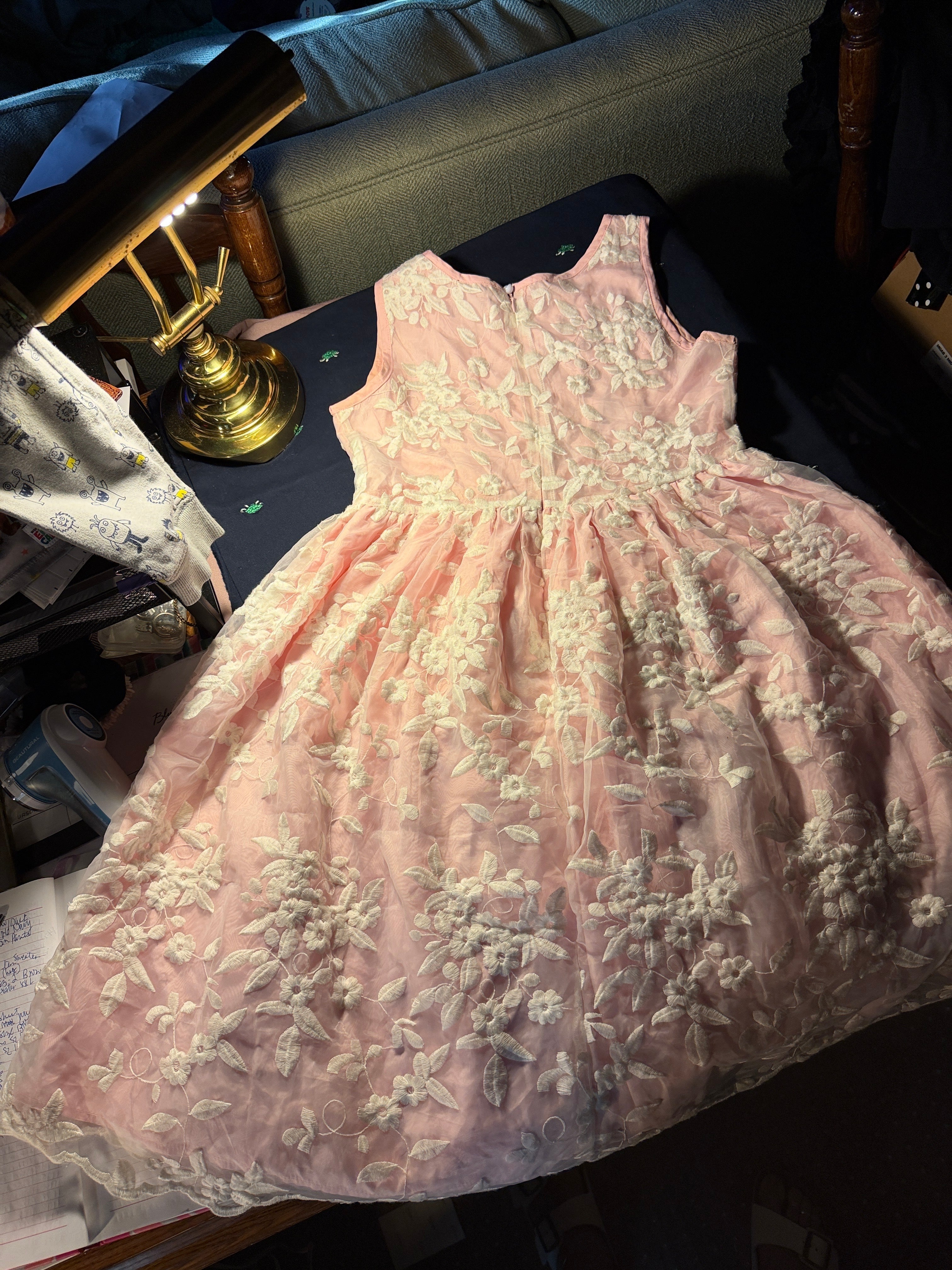 Emma Riley Pink Floral Embroidered Dress – Size 14
