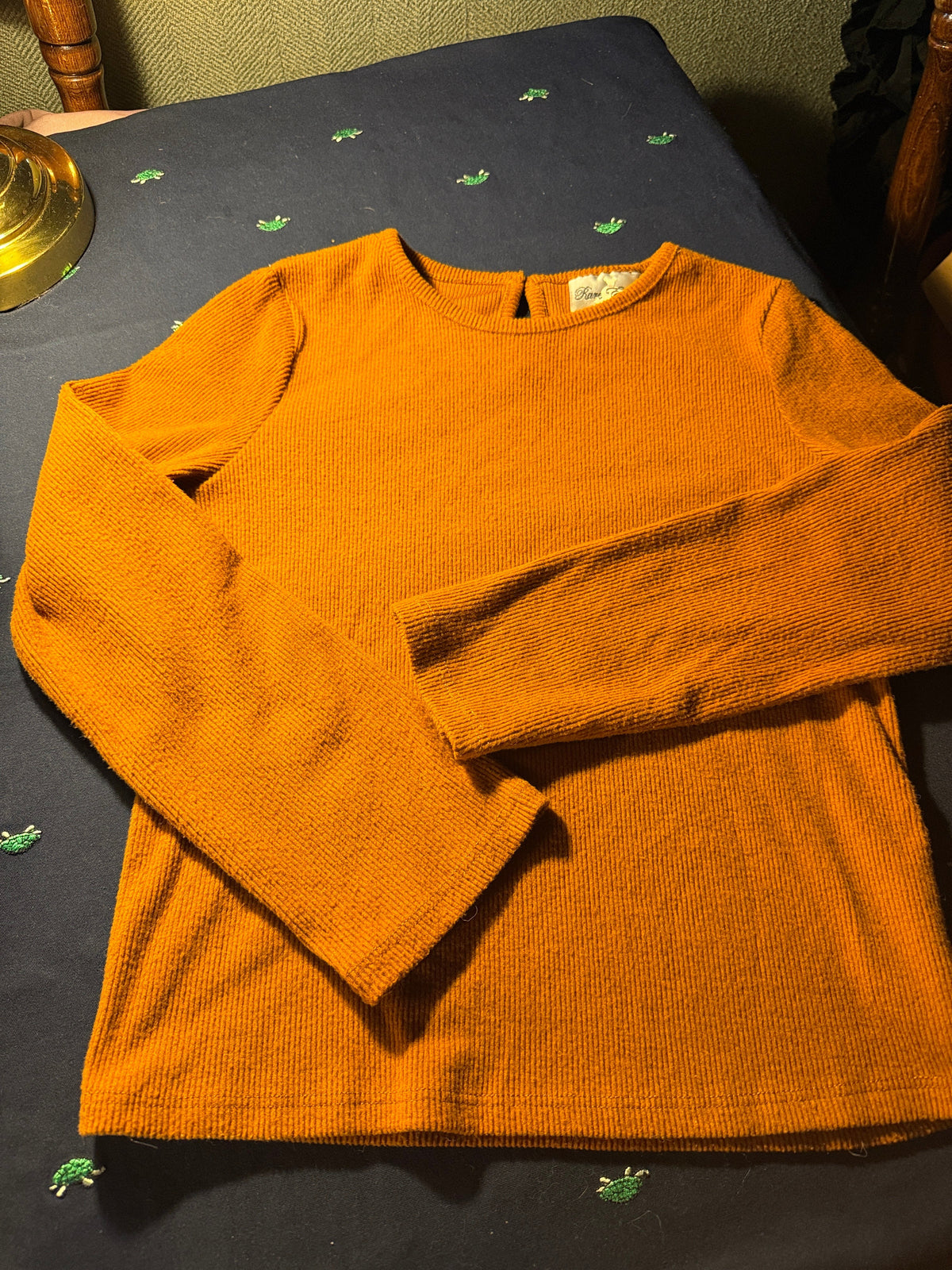 Rare Editions Burnt Orange Ribbed Knit Top
