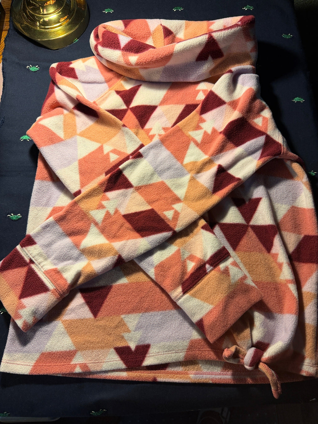 So Brand Geometric Fleece Cowl Neck Pullover – Size XL (14/16)