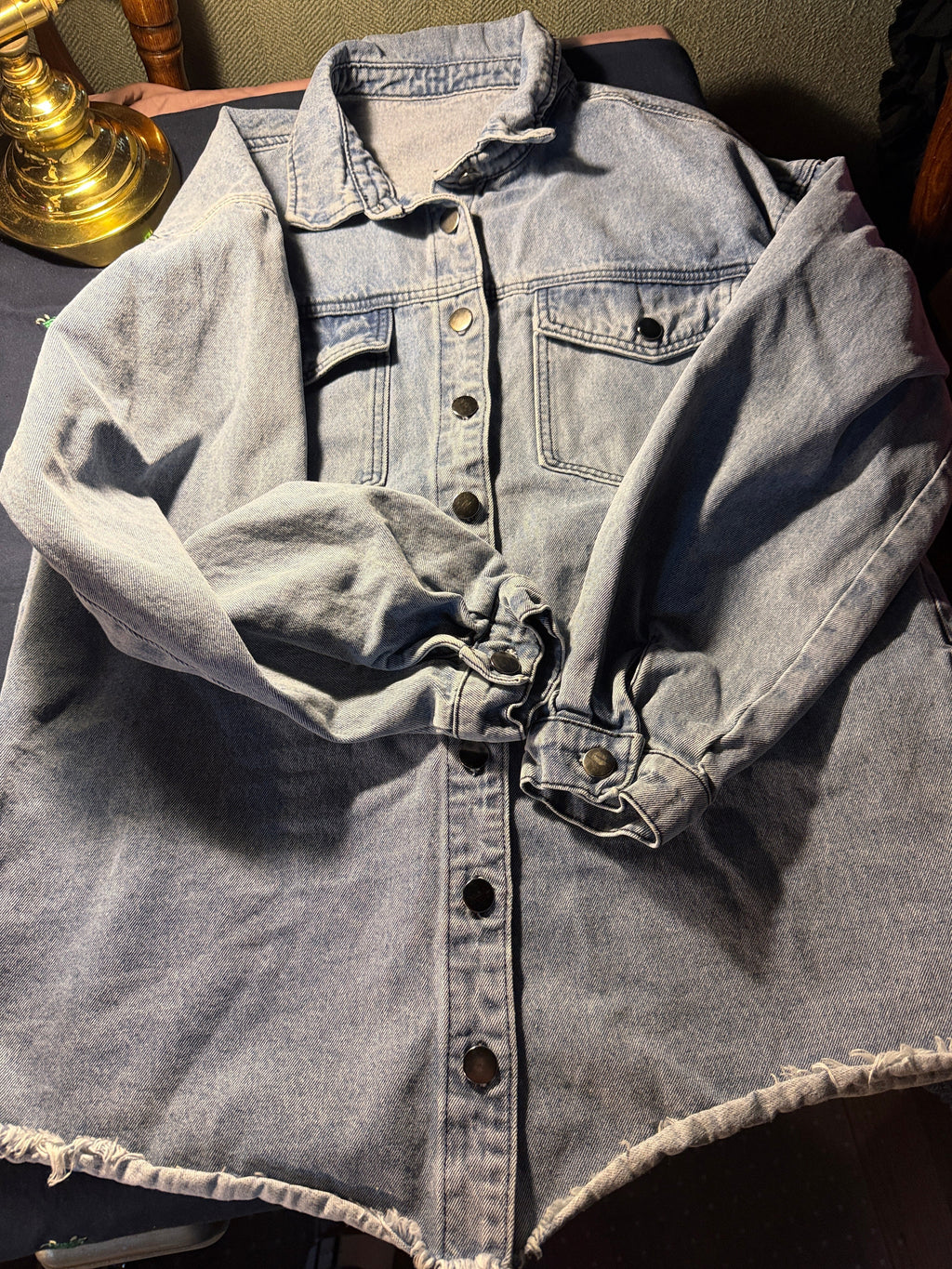 Oversized Light Wash Denim Jacket – Raw Hem