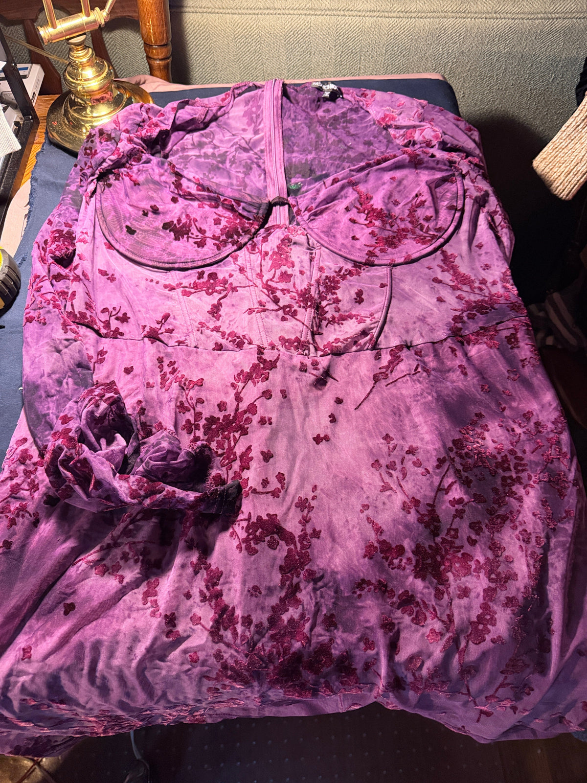 Fashion Nova Purple Floral Velvet Bustier Dress