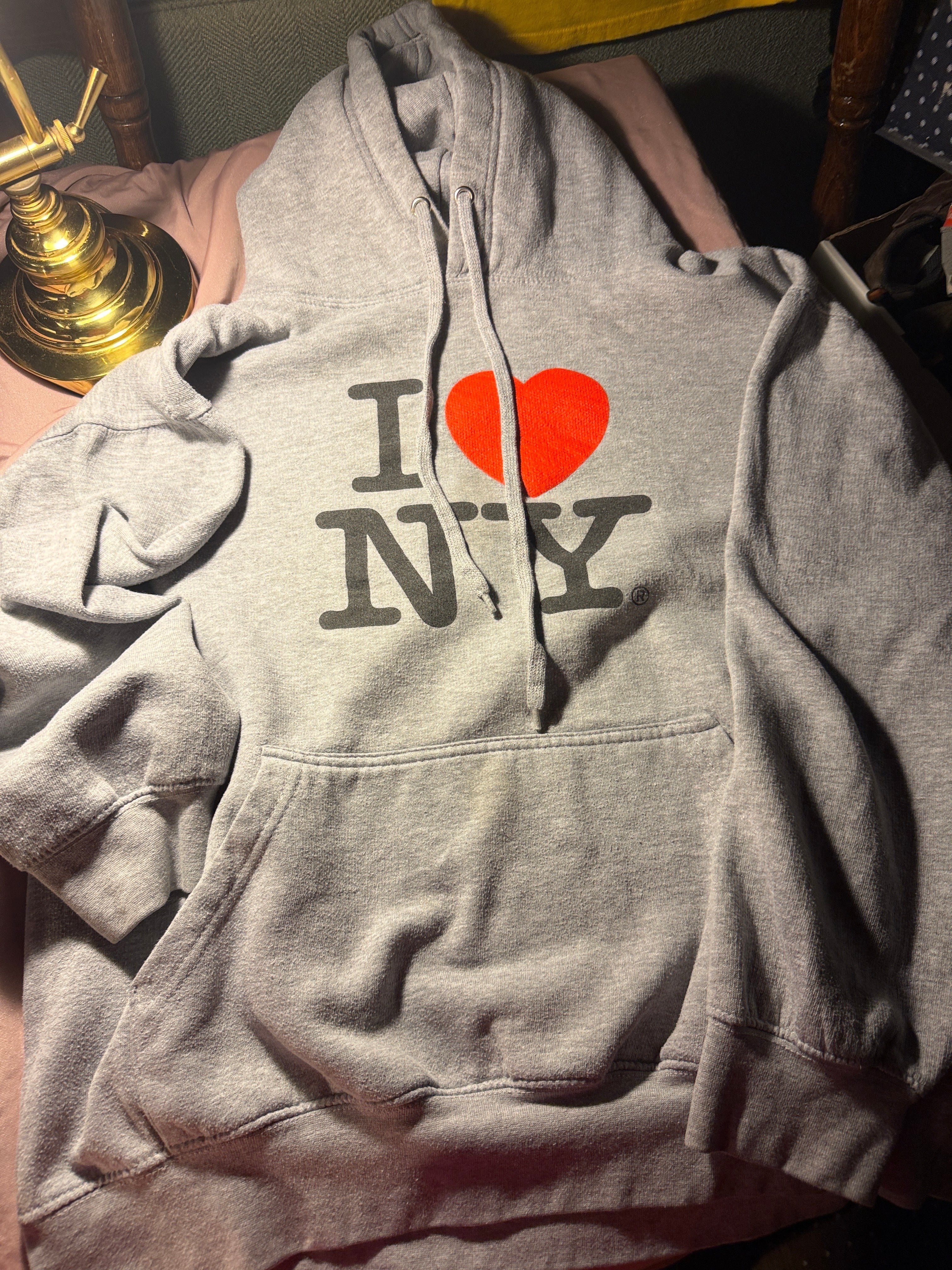 I Love NY Hoodie – Heather Gray (XL)