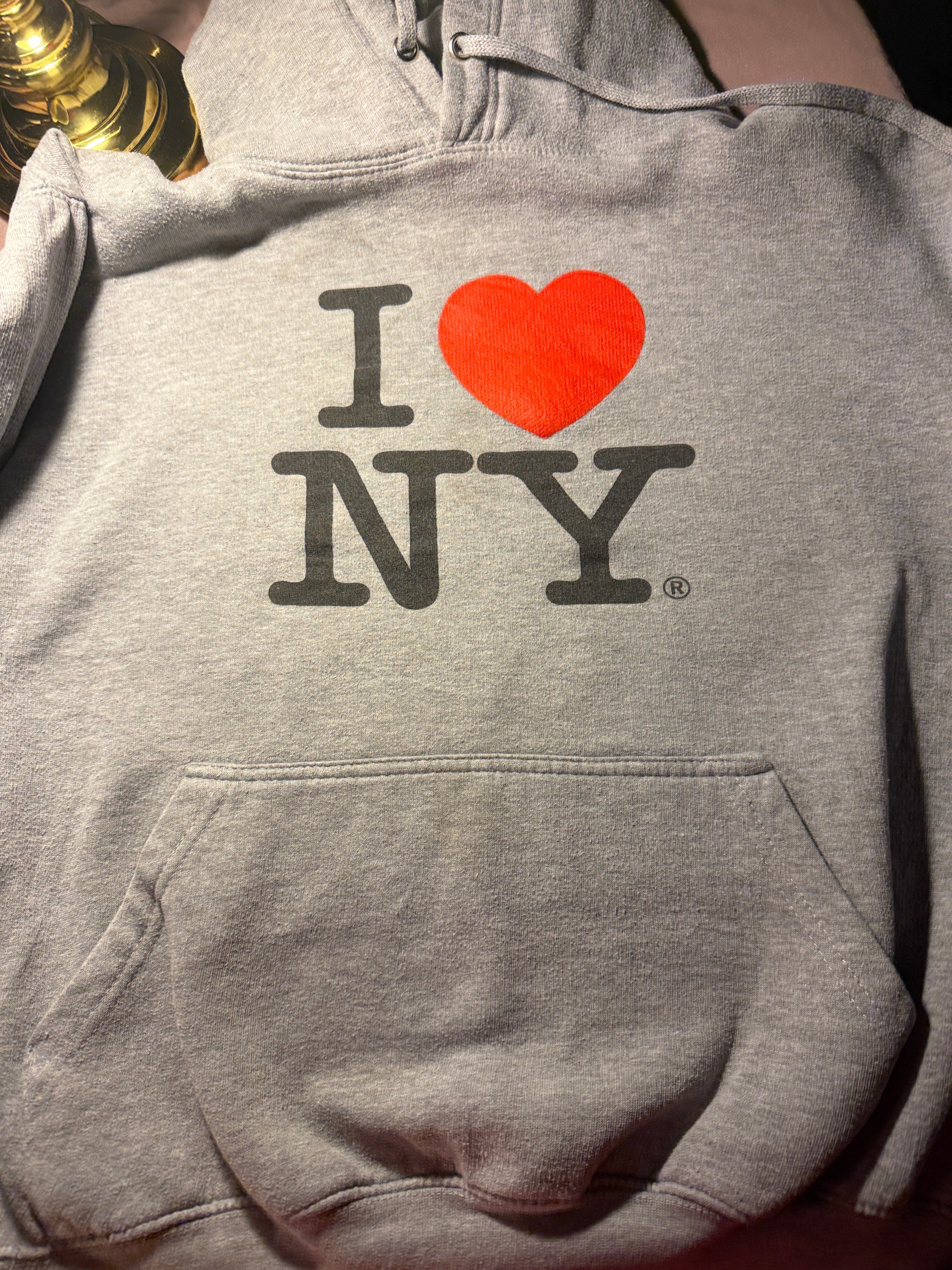 I Love NY Hoodie – Heather Gray (XL)