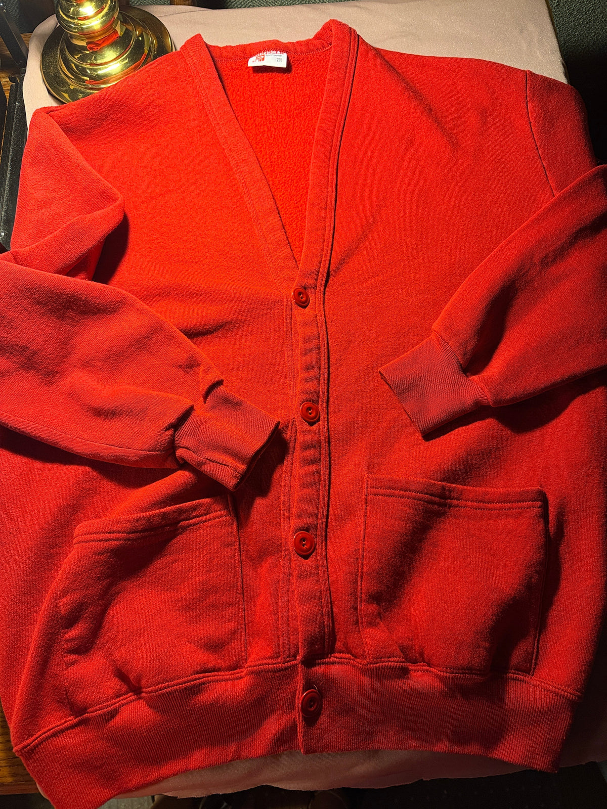 Vintage Sunbelt Sportswear Red Button-Up Cardigan Sweatshirt — One Size