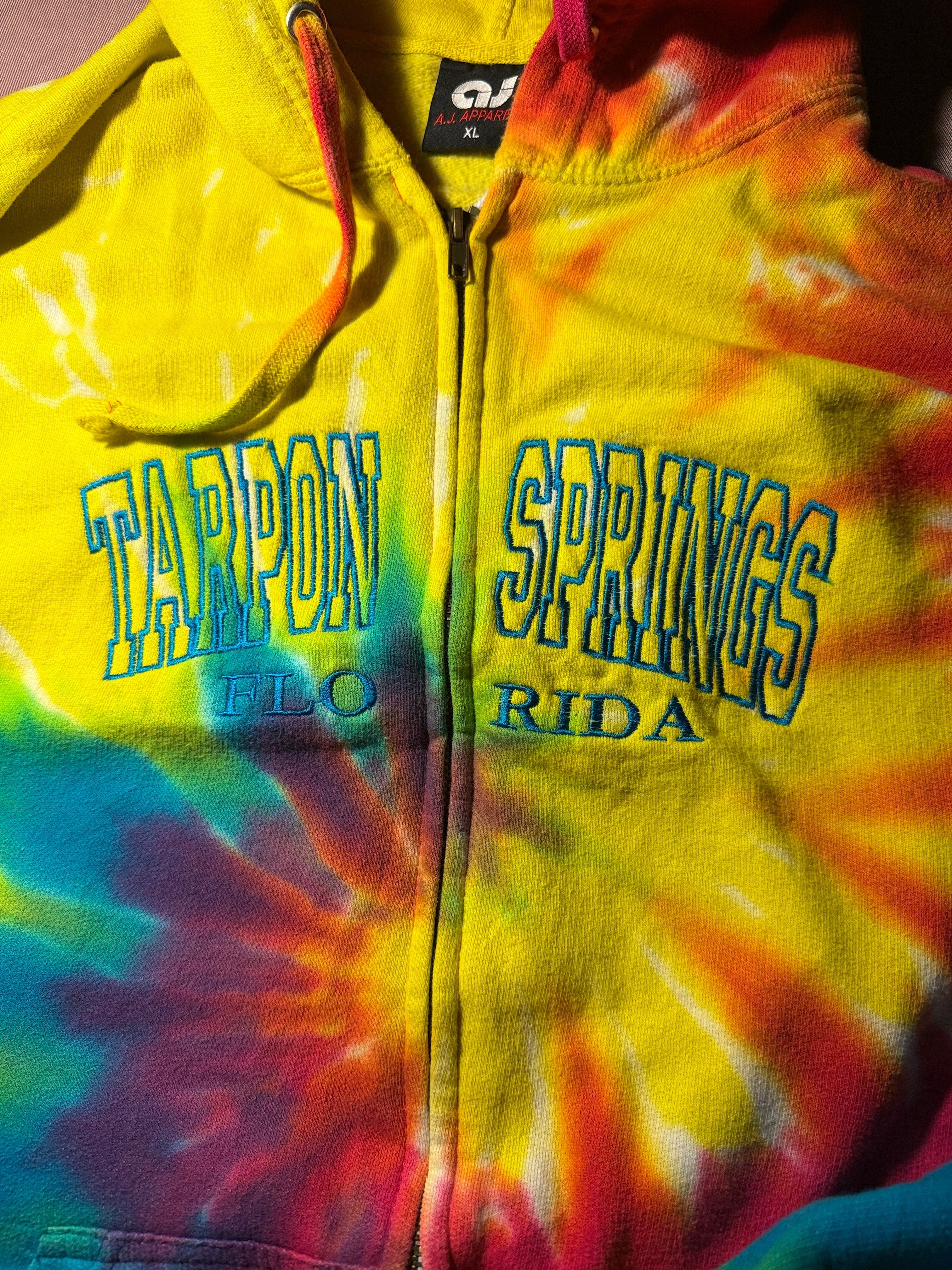 Tarpon Springs Florida Tie-Dye Zip-Up Hoodie – A.J. Apparel X-LARGE