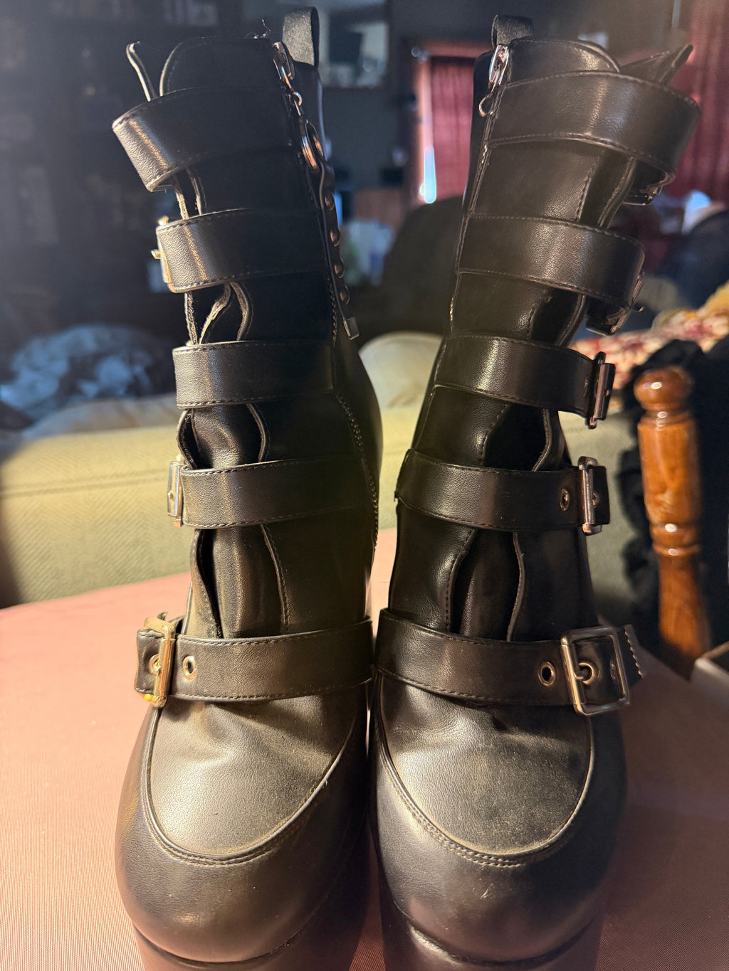 Lamoda Black Platform Buckle Boots