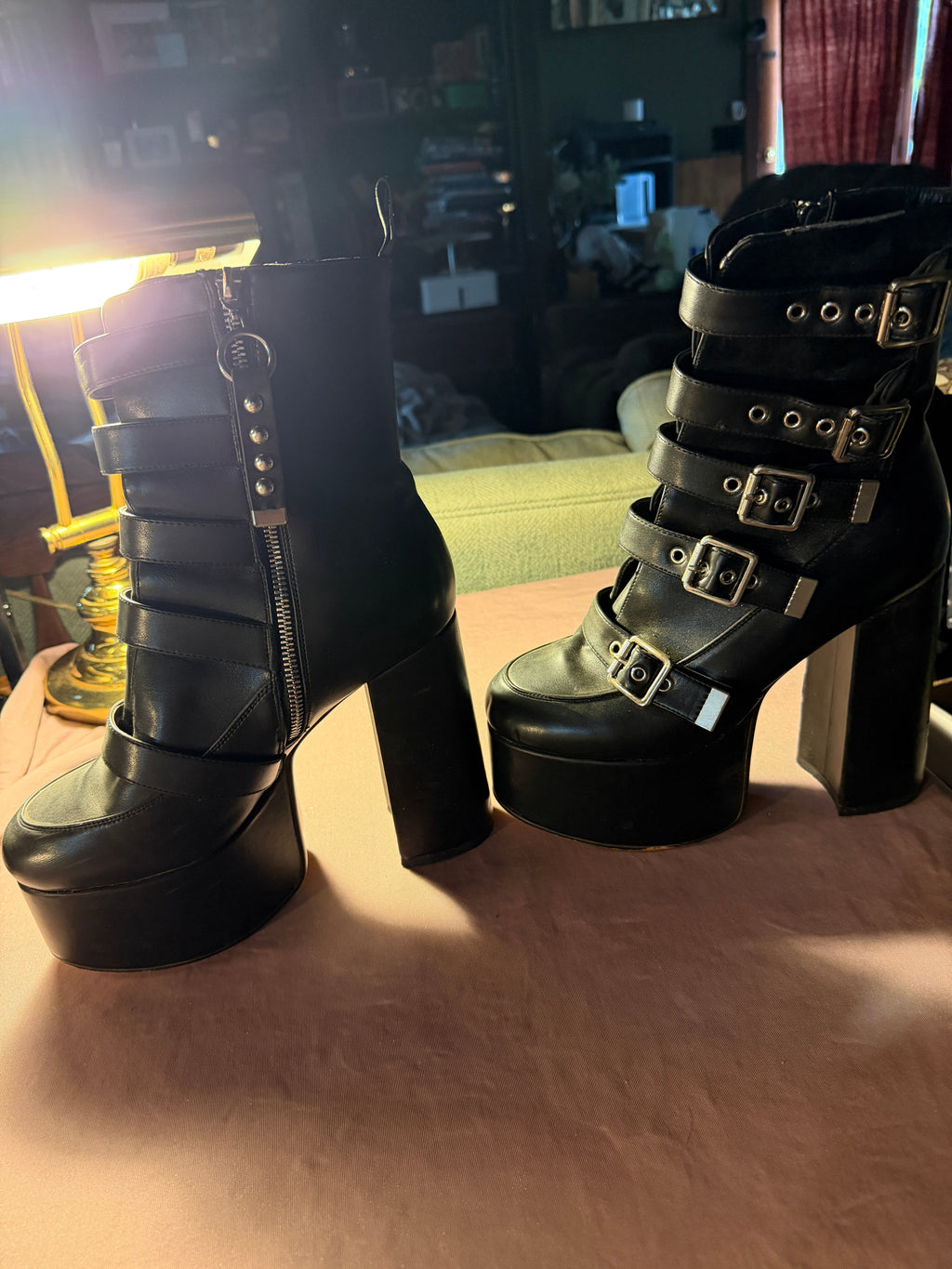 Lamoda Black Platform Buckle Boots