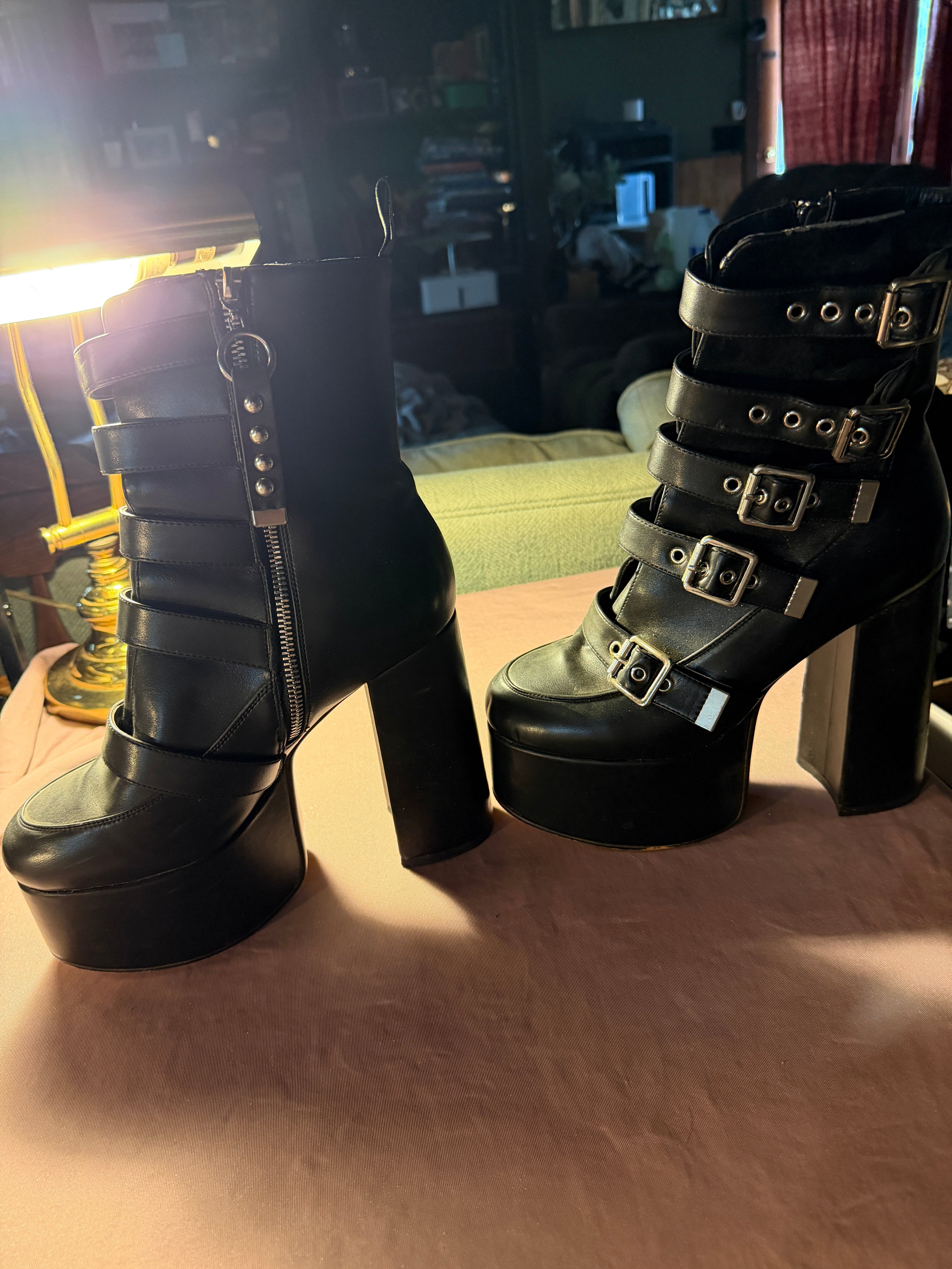 Lamoda Black Platform Buckle Boots