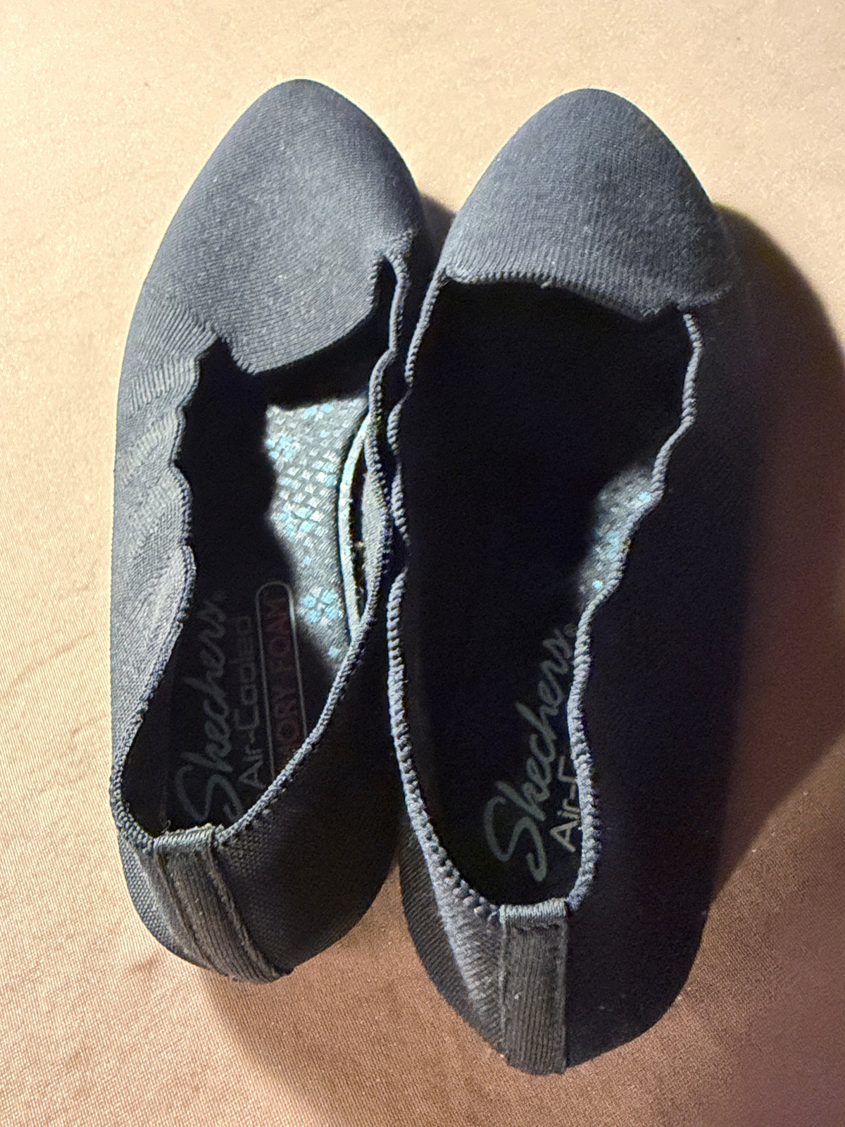 Skechers Air-Cooled Memory Foam Slip-On Flats – Black, Size 8