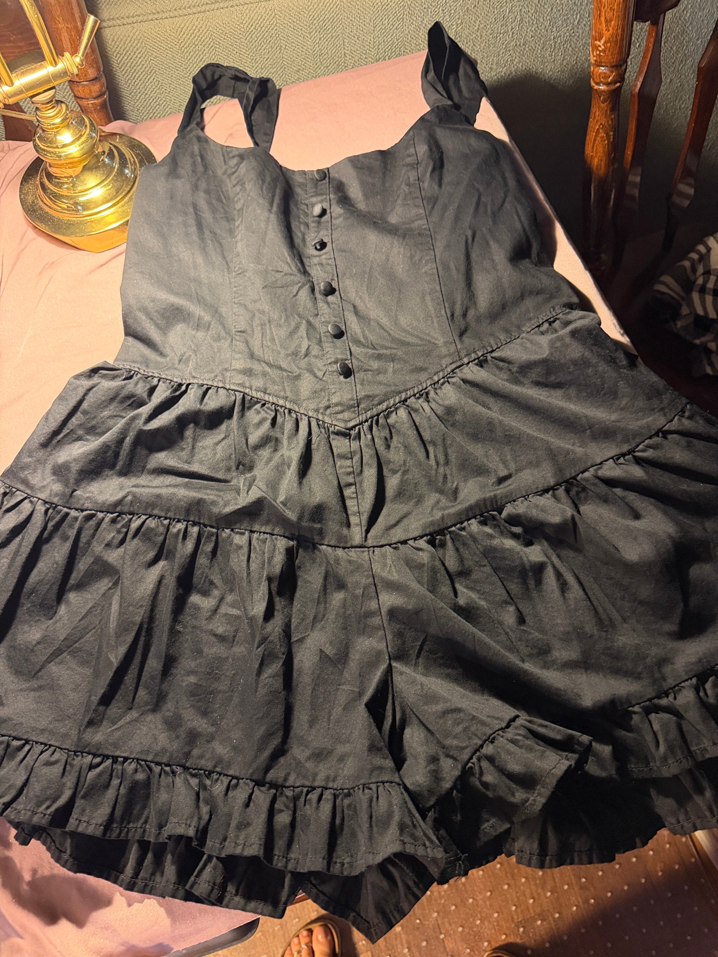 Wild Fable Black Tiered Ruffle Romper – Size L