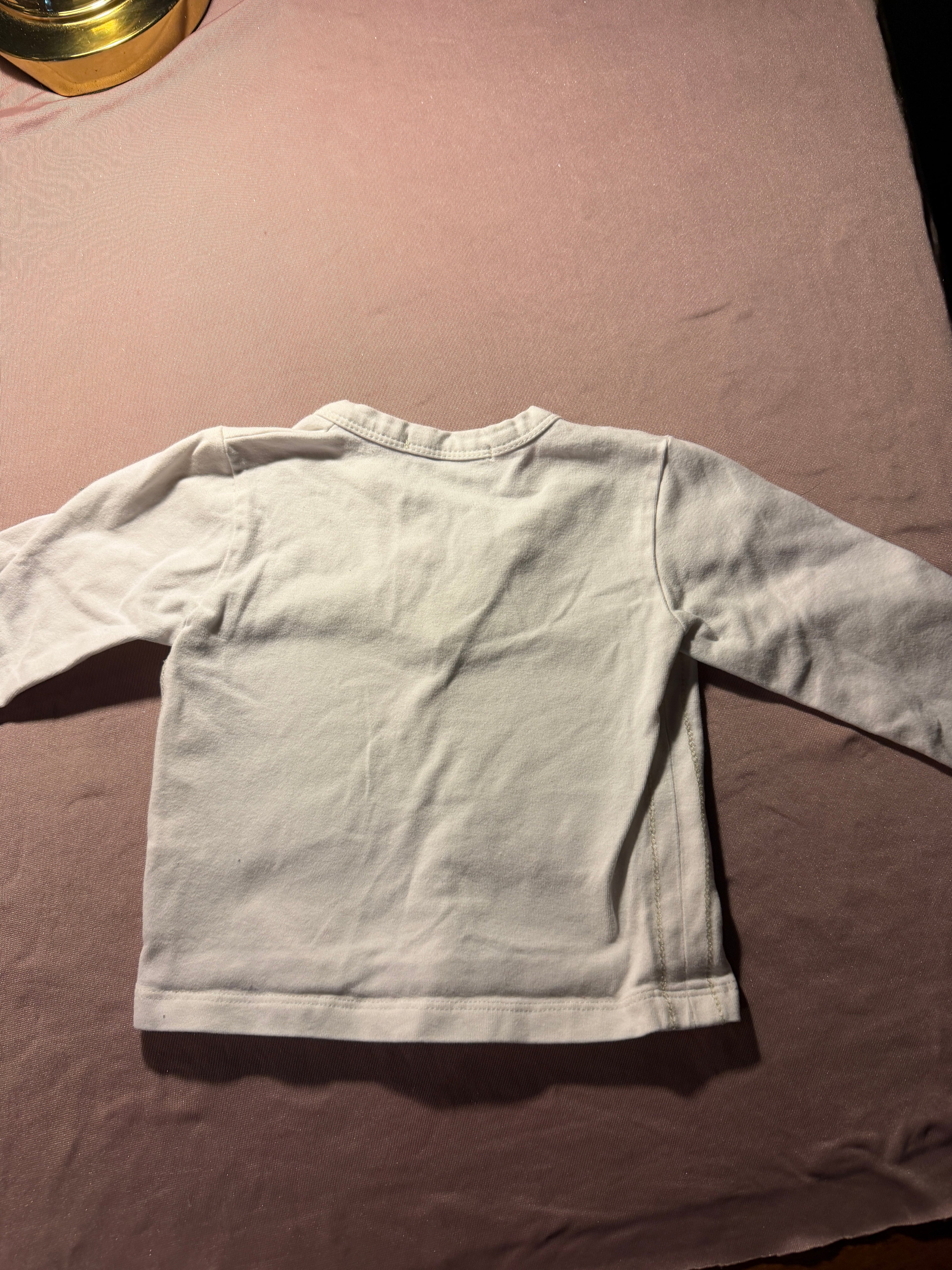 Baby Henley Long Sleeve Shirt – White with Crown Crest Detail