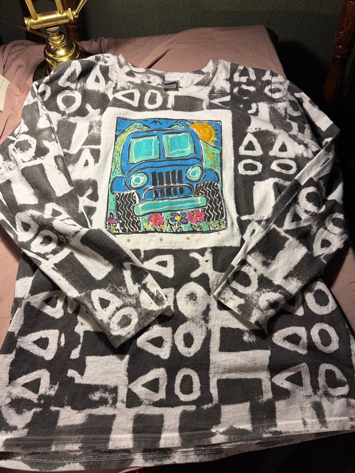 Hand-Painted Jeep Art Long Sleeve Tee