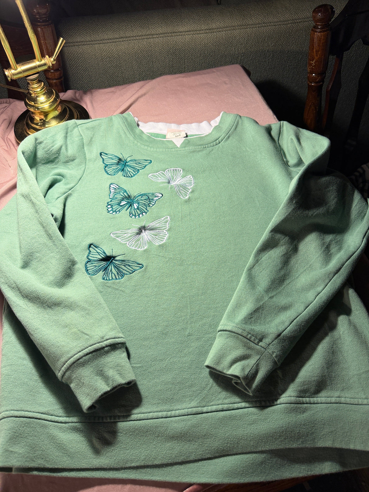 Adrian Delafield Butterfly Embroidered Sweatshirt – Size M
