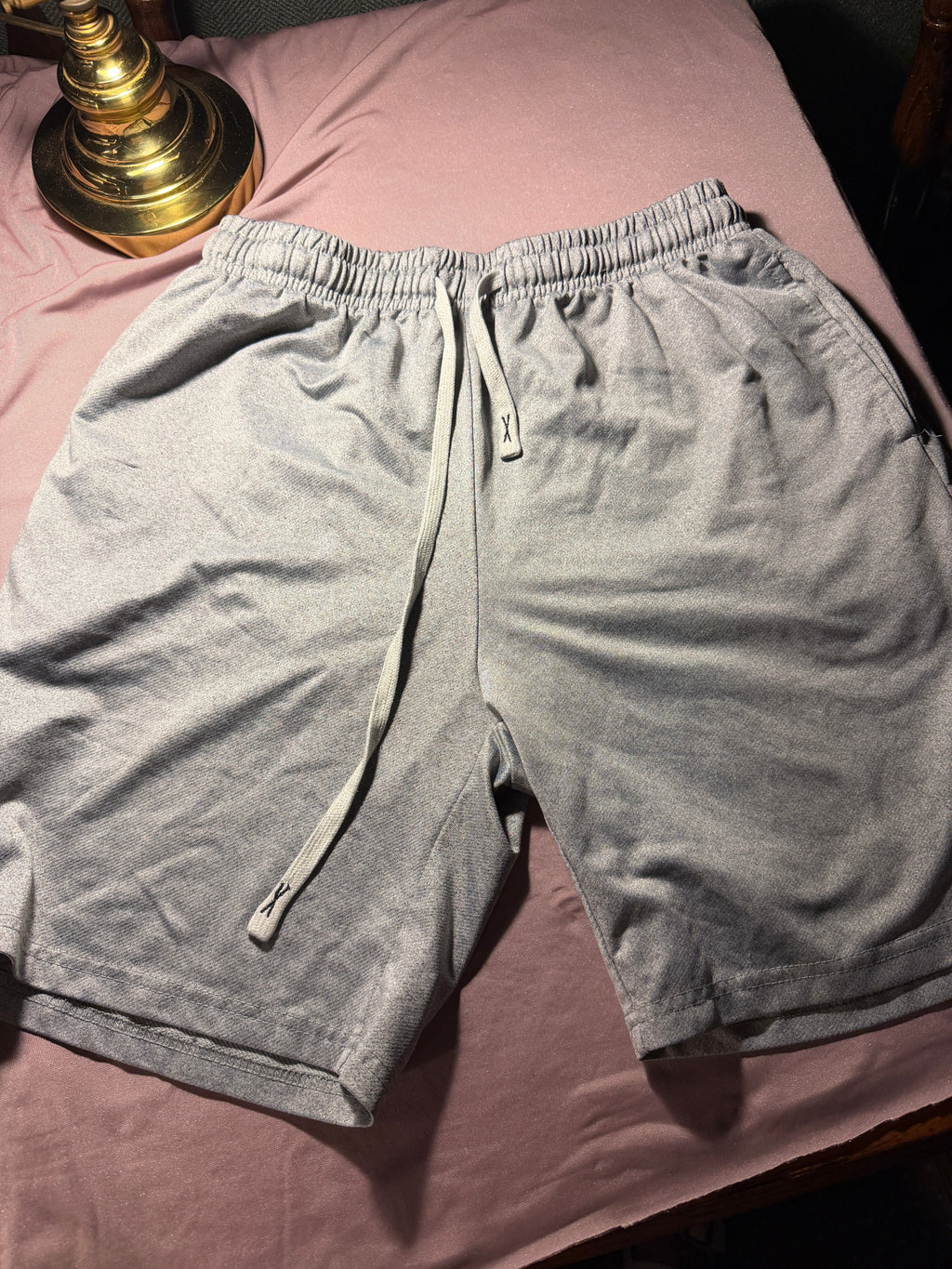 Preloved Grey Athletic Shorts – Size Medium, 100% Polyester